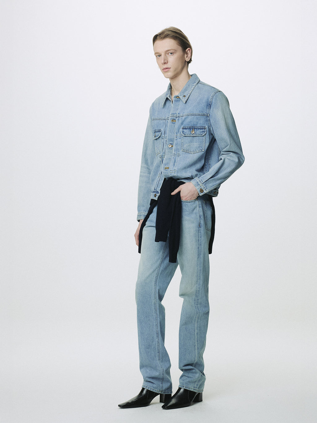 SLIM STRAIGHT DENIM JEANS_ LIGHT BLUE