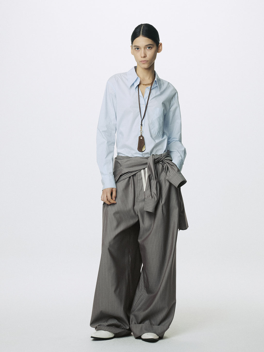 (W) COTTON HIGH-DENSITY SHIRT_ SKY BLUE