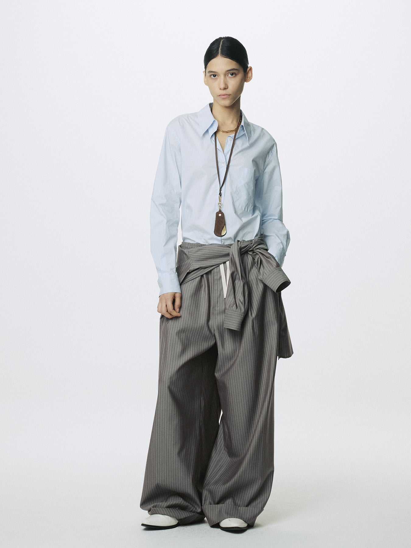 (W) COTTON HIGH-DENSITY SHIRT_ SKY BLUE