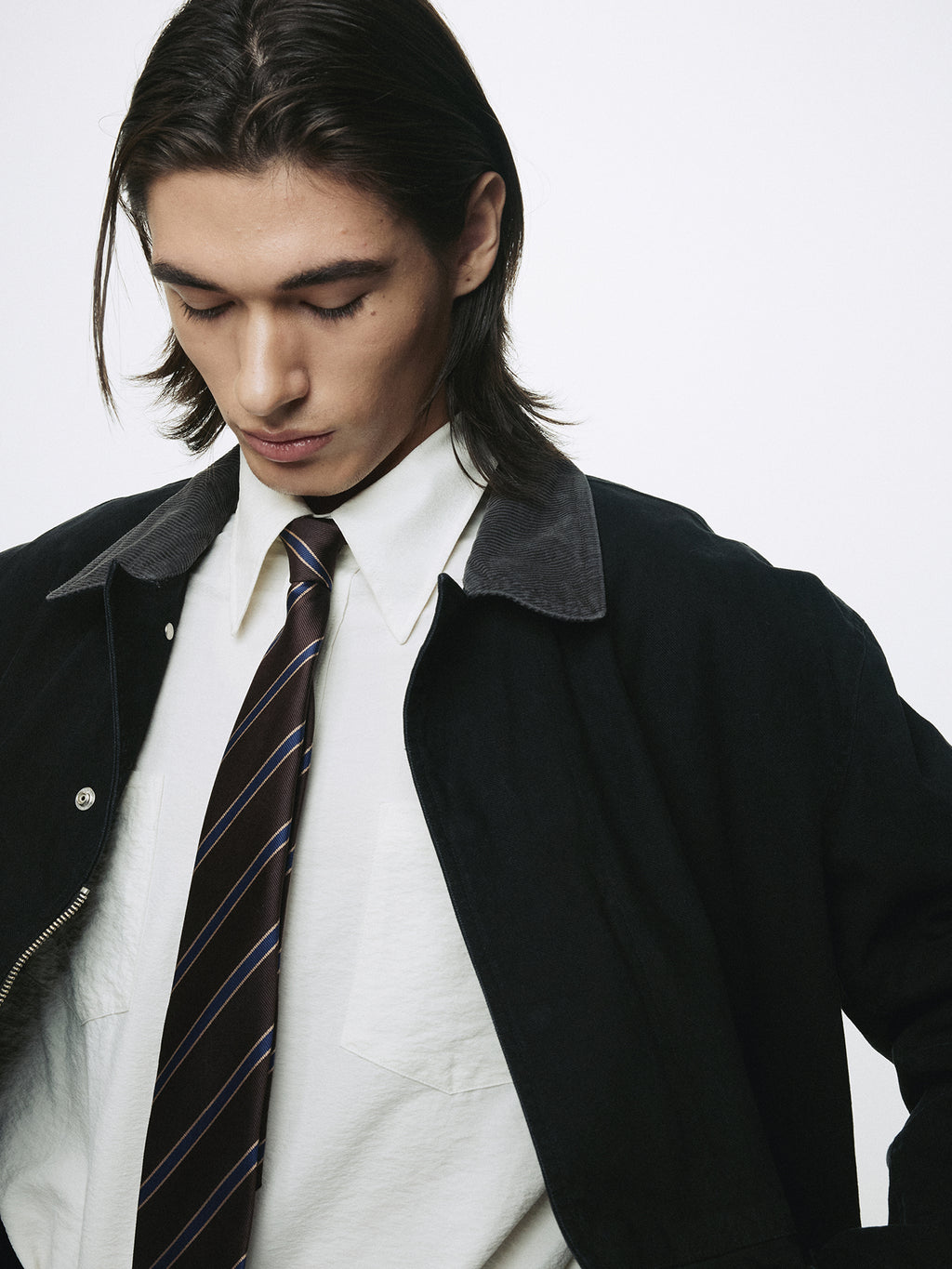 GARMENT WASHED BARN JACKET_ FADED BLACK