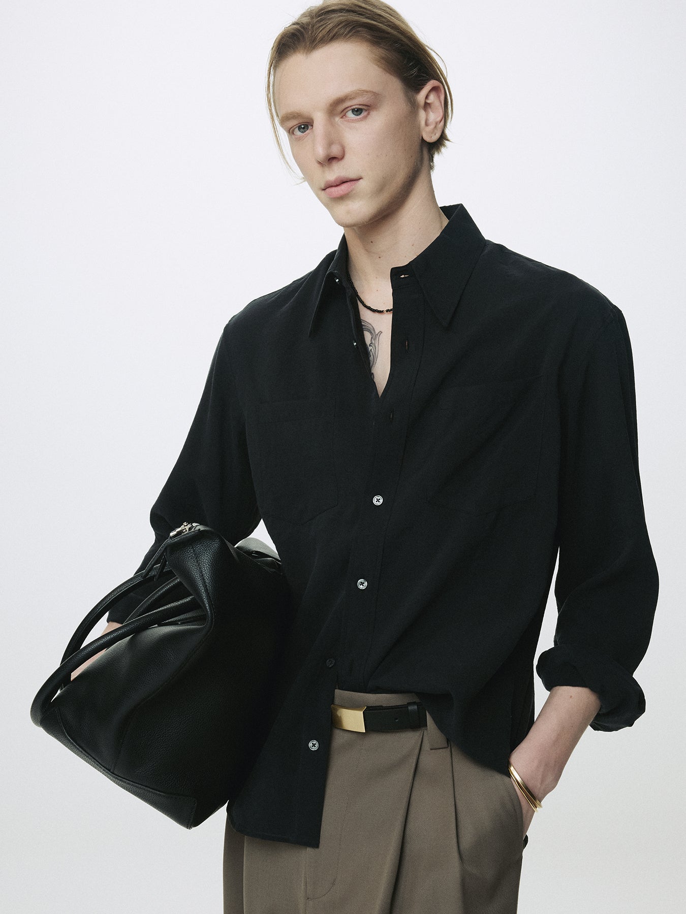 SILK CREPE SHIRT_ BLACK