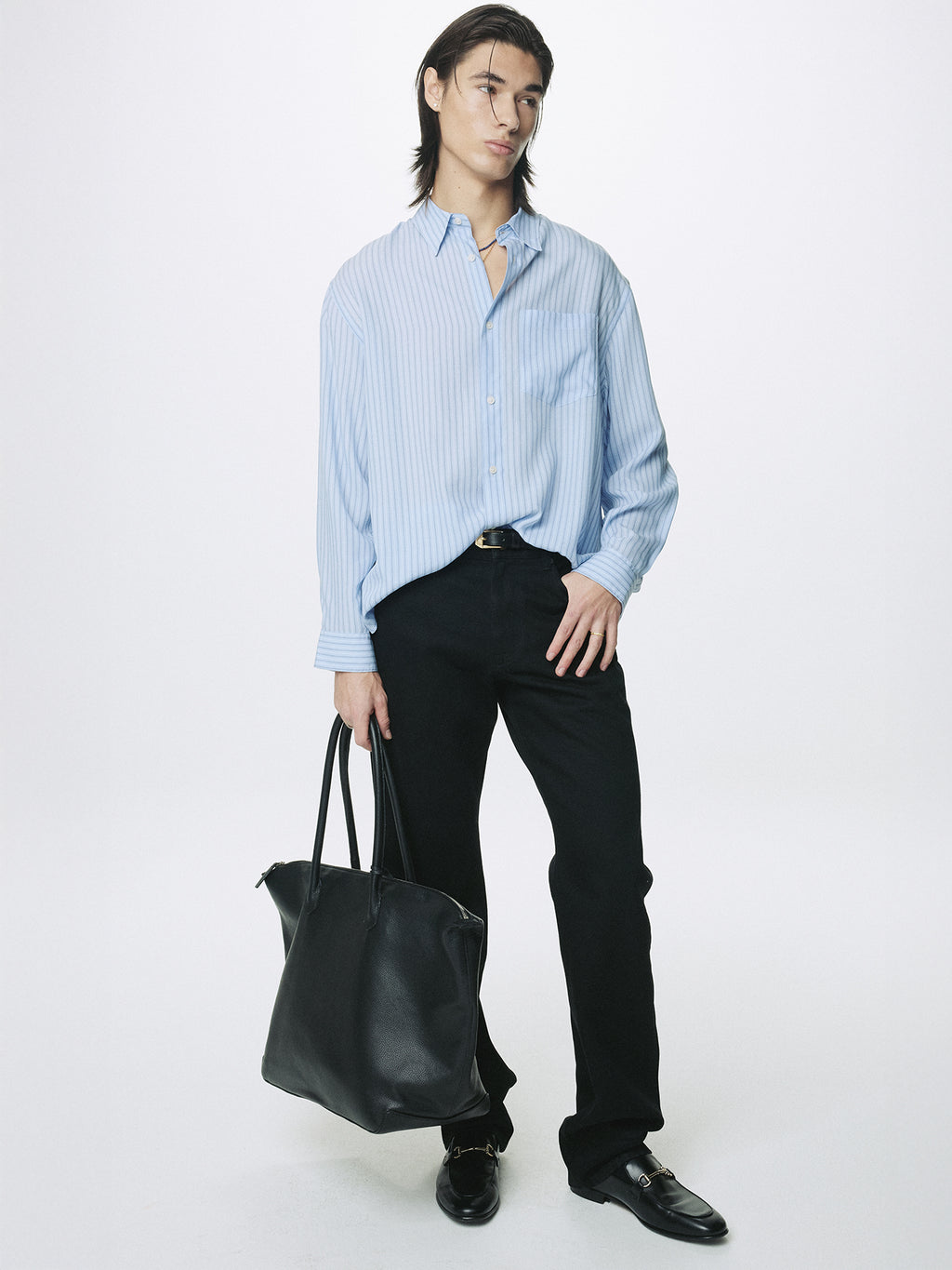 SLIM STRAIGHT DENIM JEANS_ BLACK