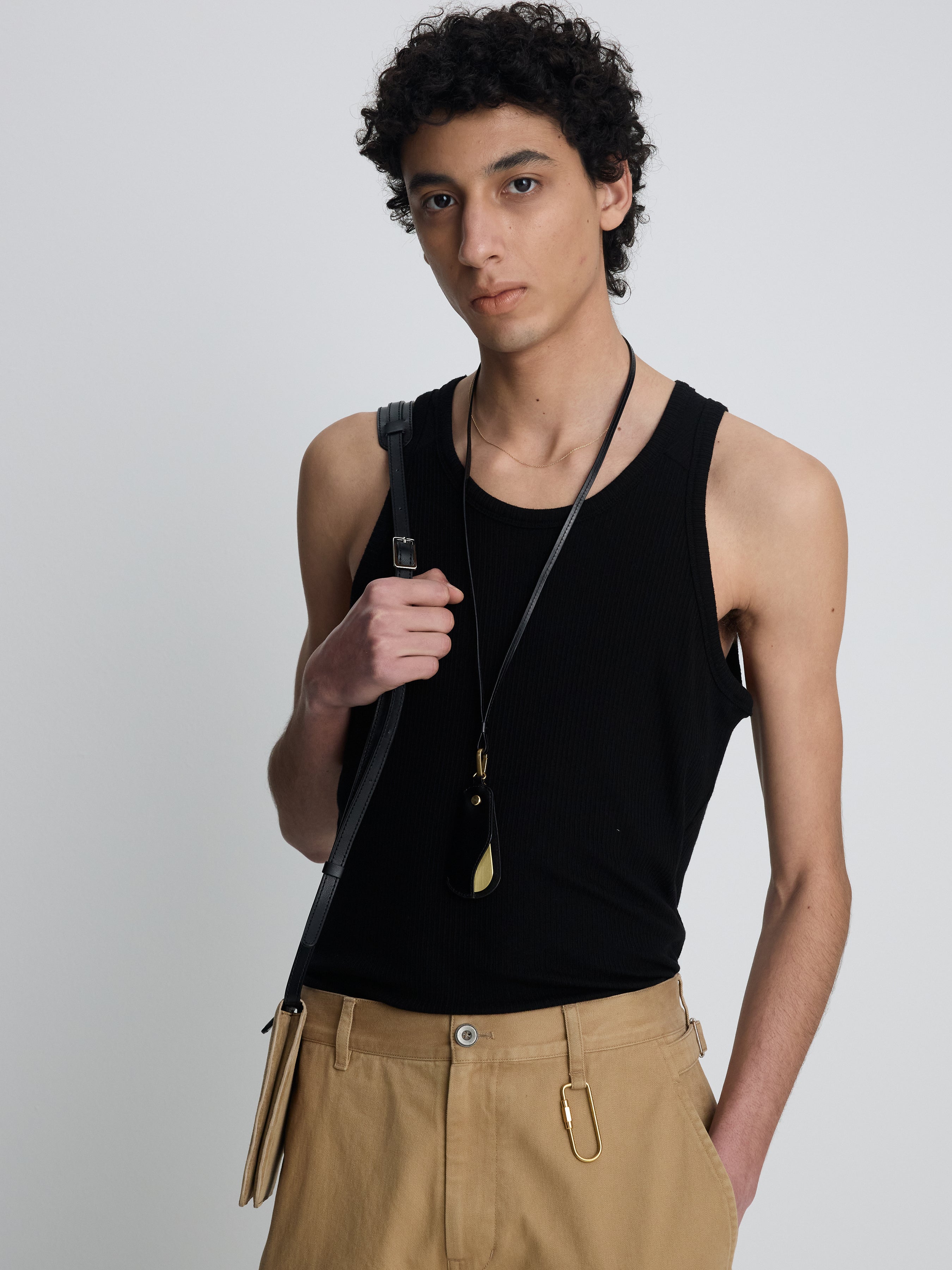 SILK LYOCELL RIB TANK TOP (JAPANESE FABRIC)_ BLACK