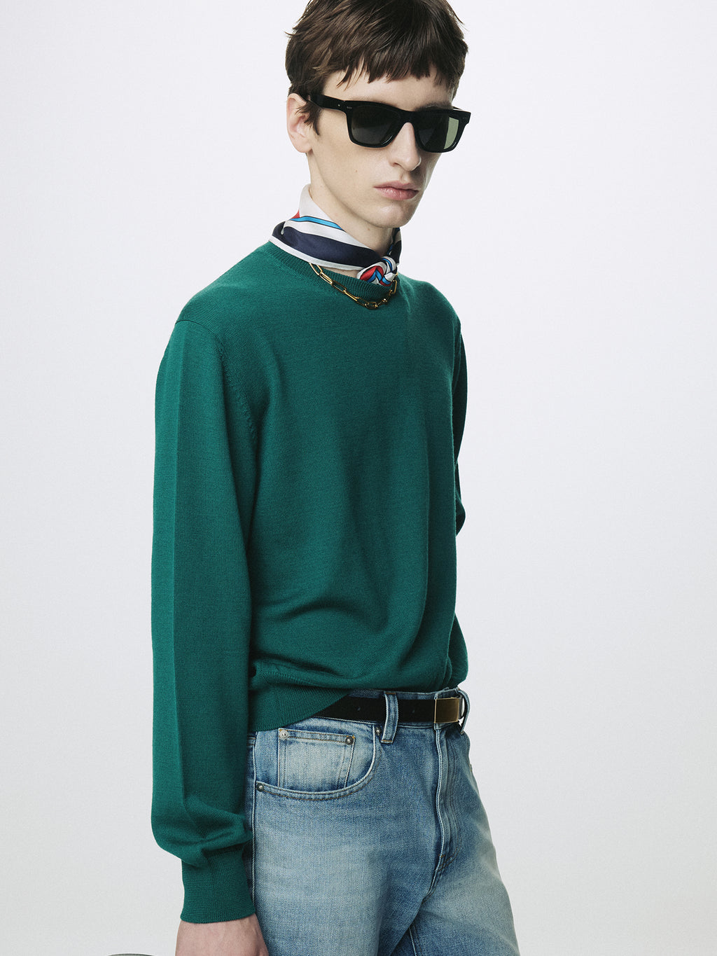 SPRING WOOL CREW NECK KNIT_ SEA GREEN