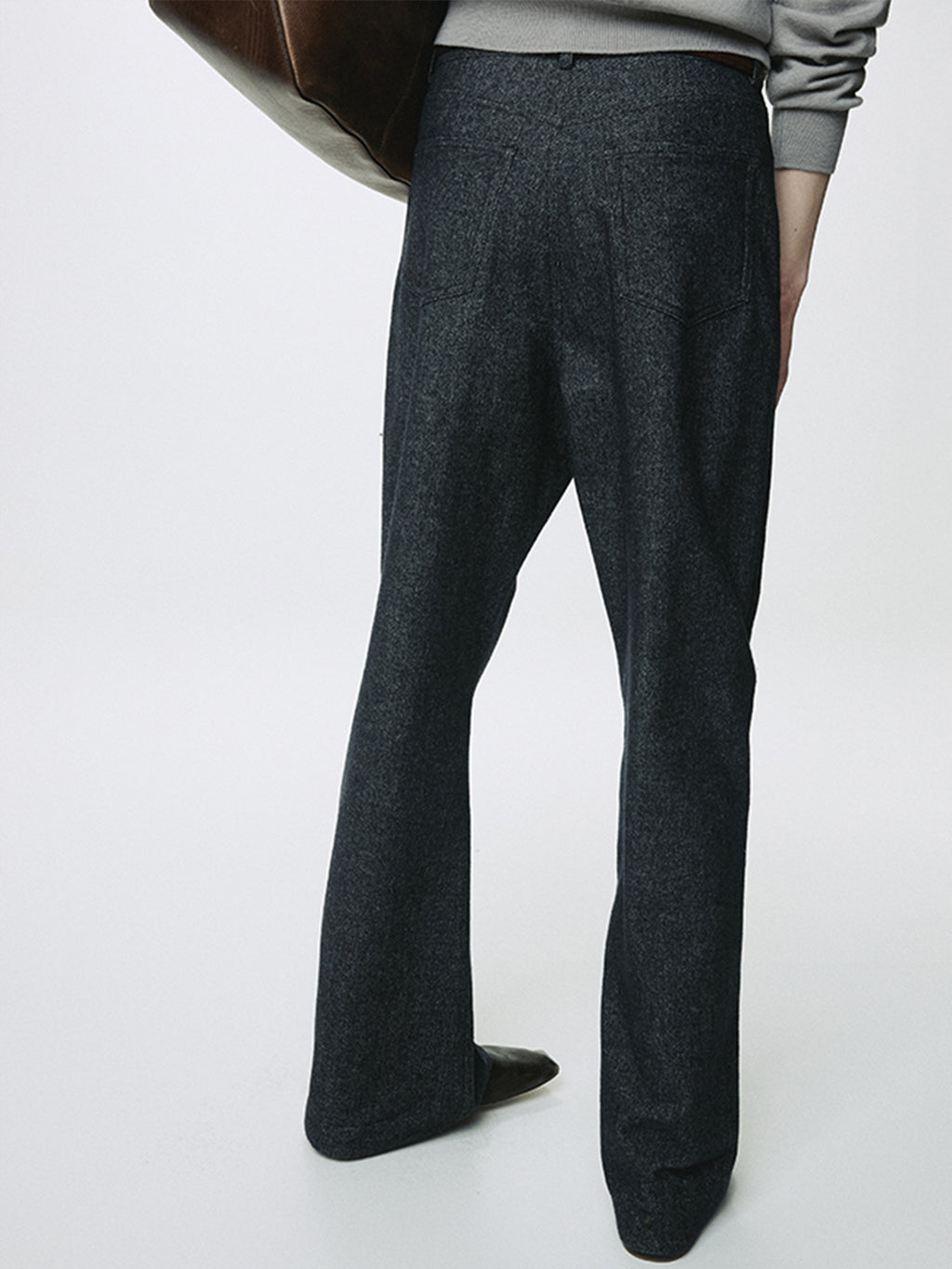 WOOL DENIM LOOSE FLARED JEANS_ DARK INDIGO