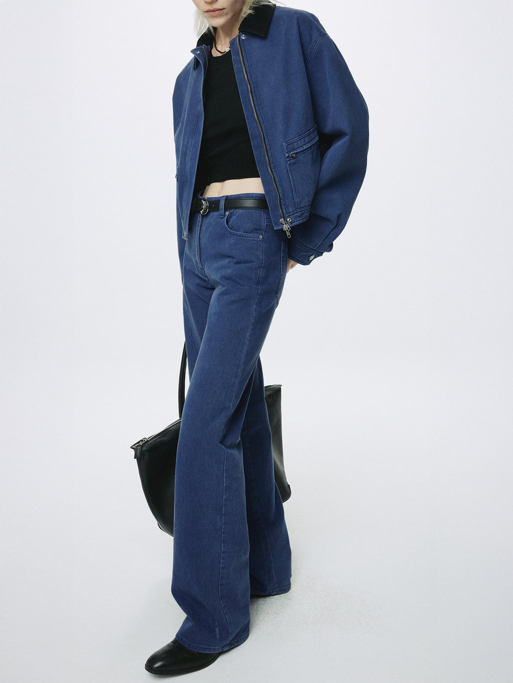 (W) WASHED COTTON STRAIGHT PANTS_ WASHED BLUE