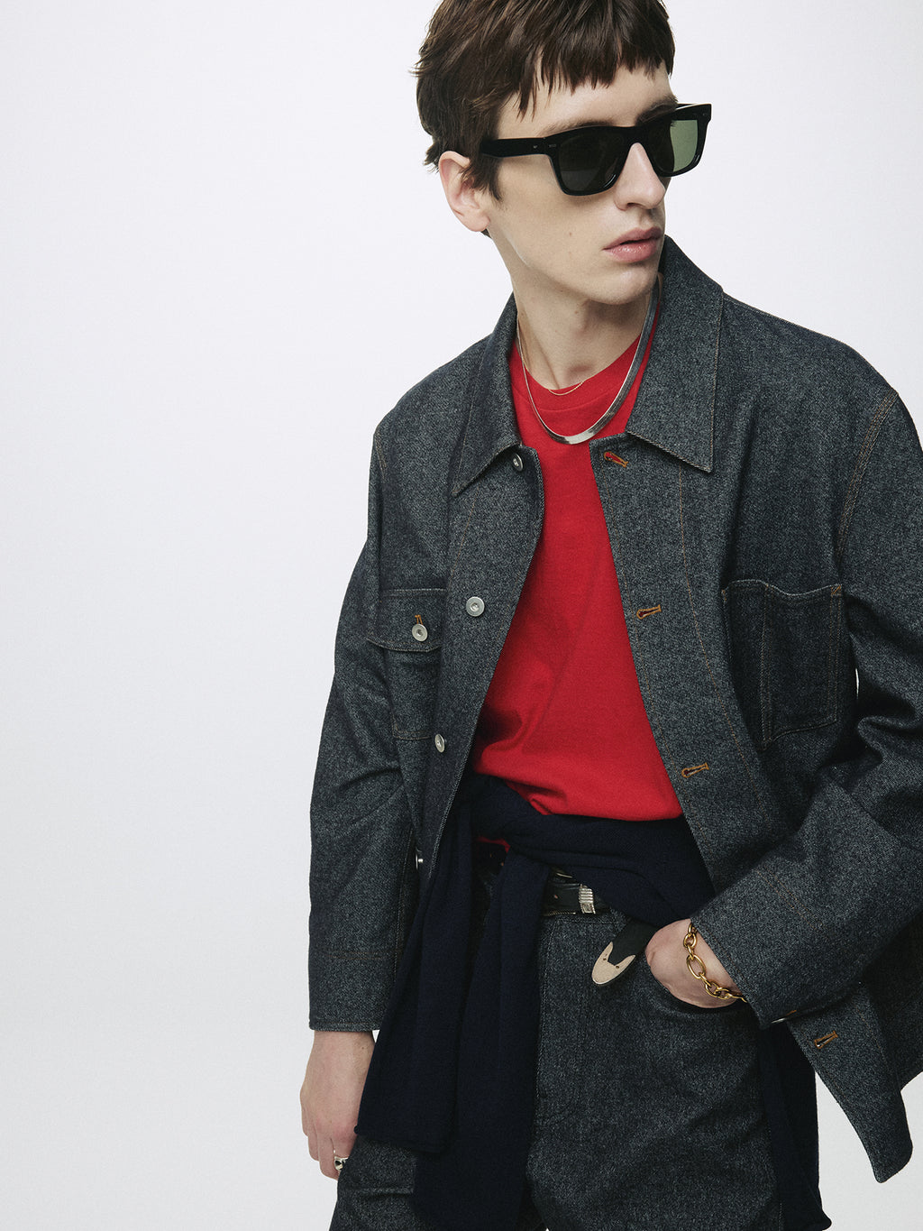 WOOL DENIM CHORE JACKET (ITALIAN FABRIC)_ DARK INDIGO