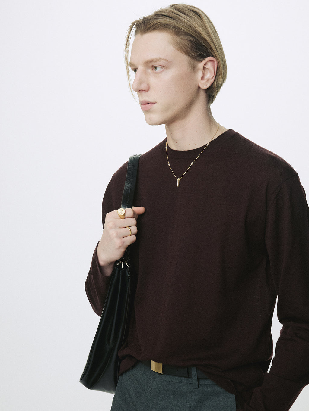 FEATHER-WEIGHT WOOL LONGSLEEVE KNIT_ MERLOT BROWN