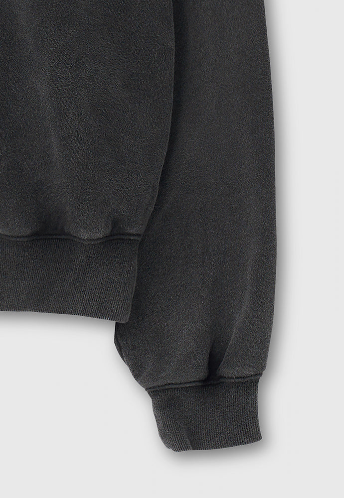 Embroidery Overlap College Sweatshirt_ Faded Black