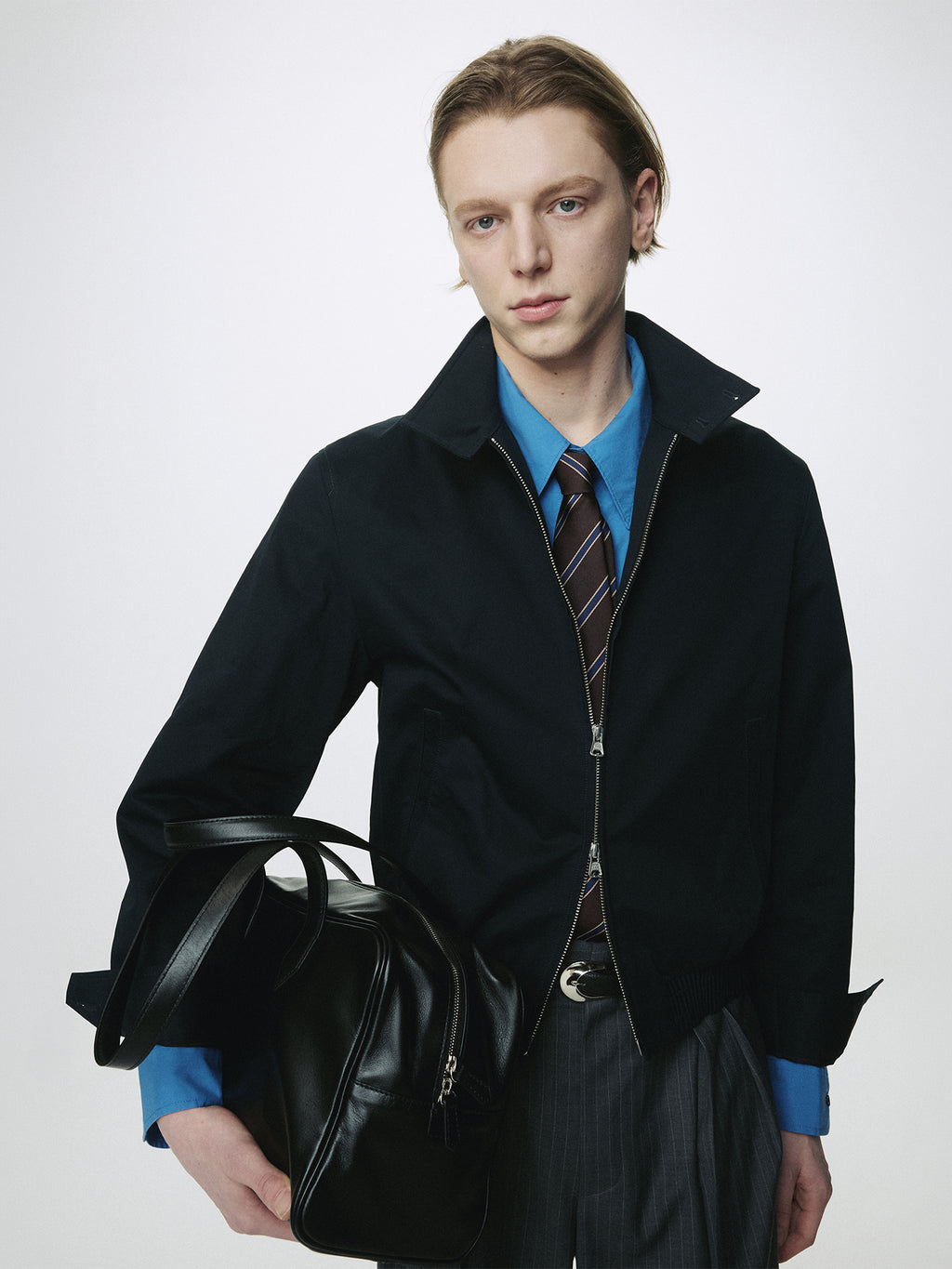 HIGH DENSITY COTTON HARRINGTON JACKET_ NAVY