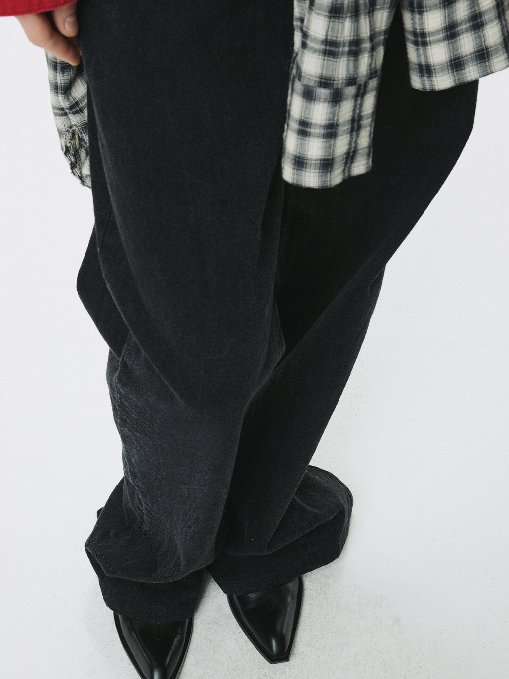 (W) ZIPPED WIDE LEG DENIM_ BLACK