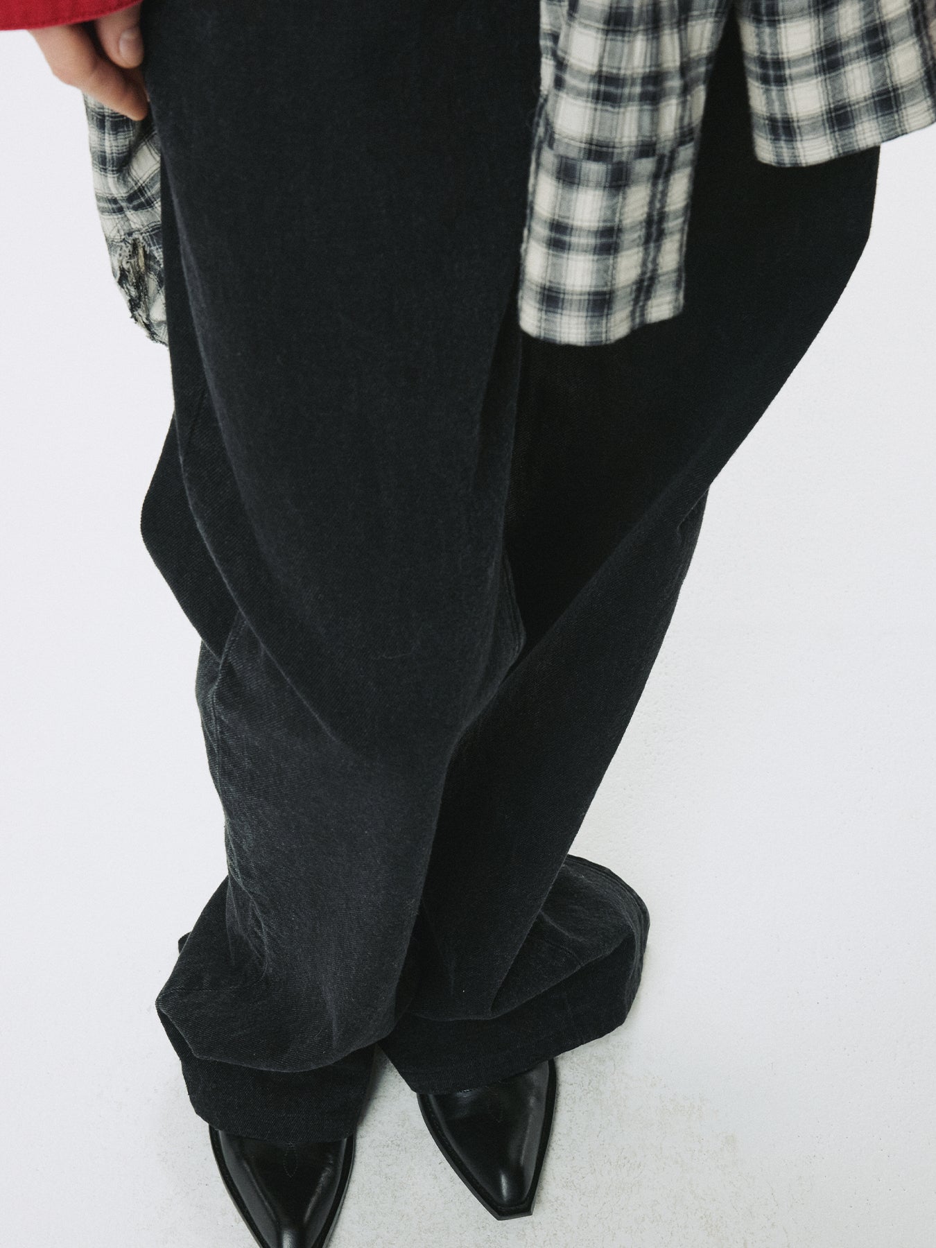 (W) ZIPPED WIDE LEG DENIM_ BLACK