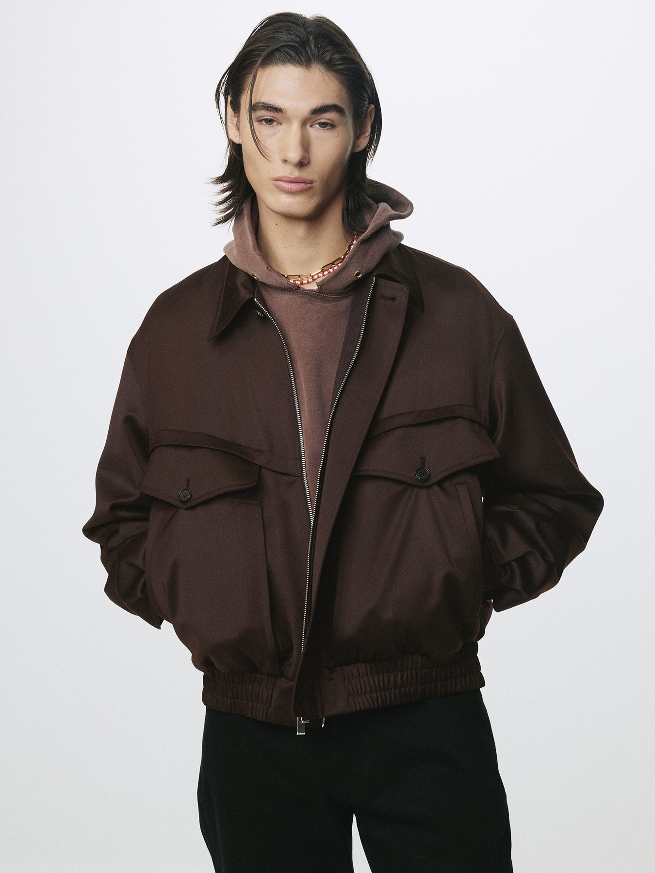 WOOL VISCOSE OVERSIZED BOMBER JACKET_ DARK BURGUNDY