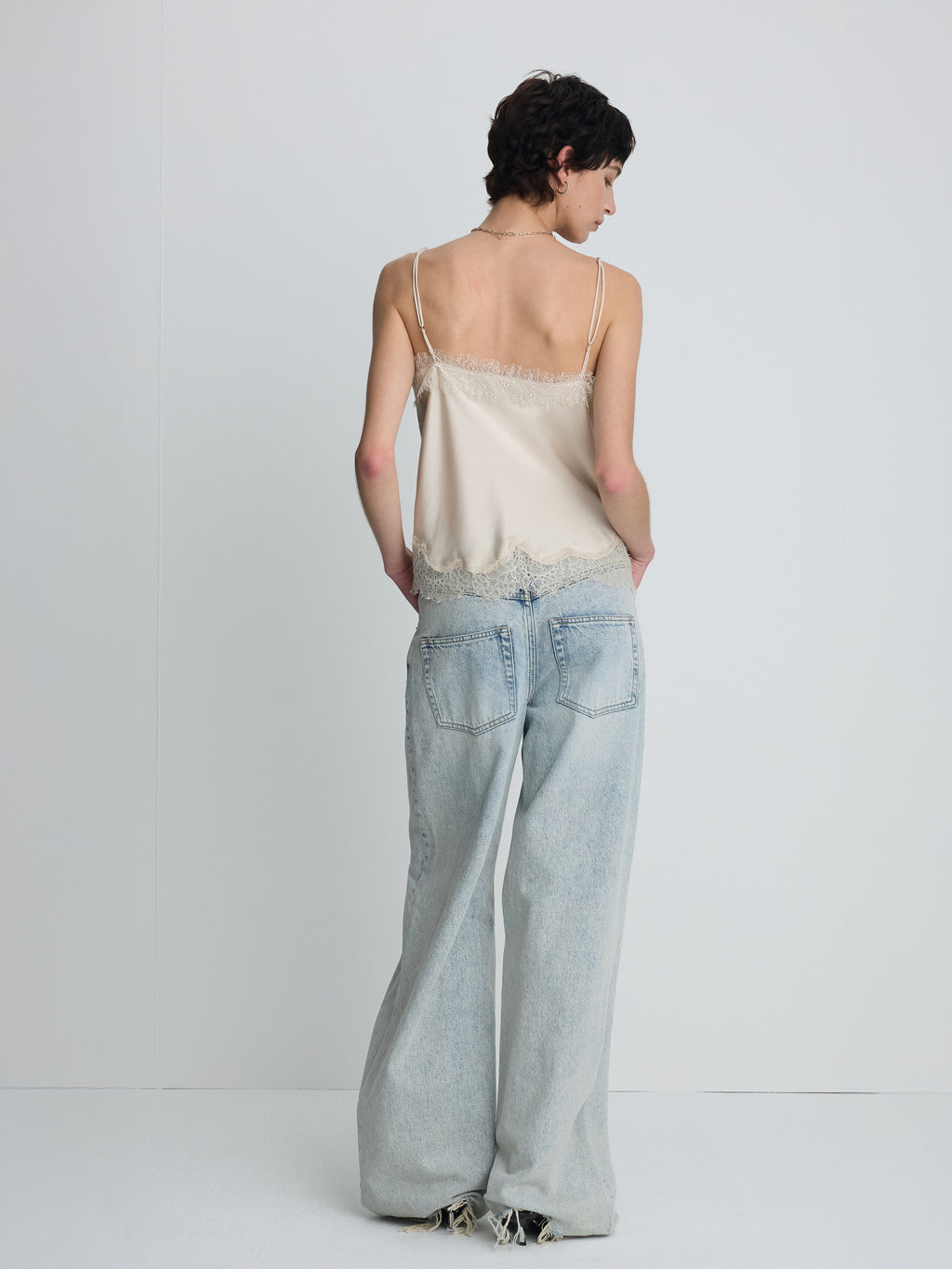 (W) SATIN LACE CAMISOLE_ BEIGE