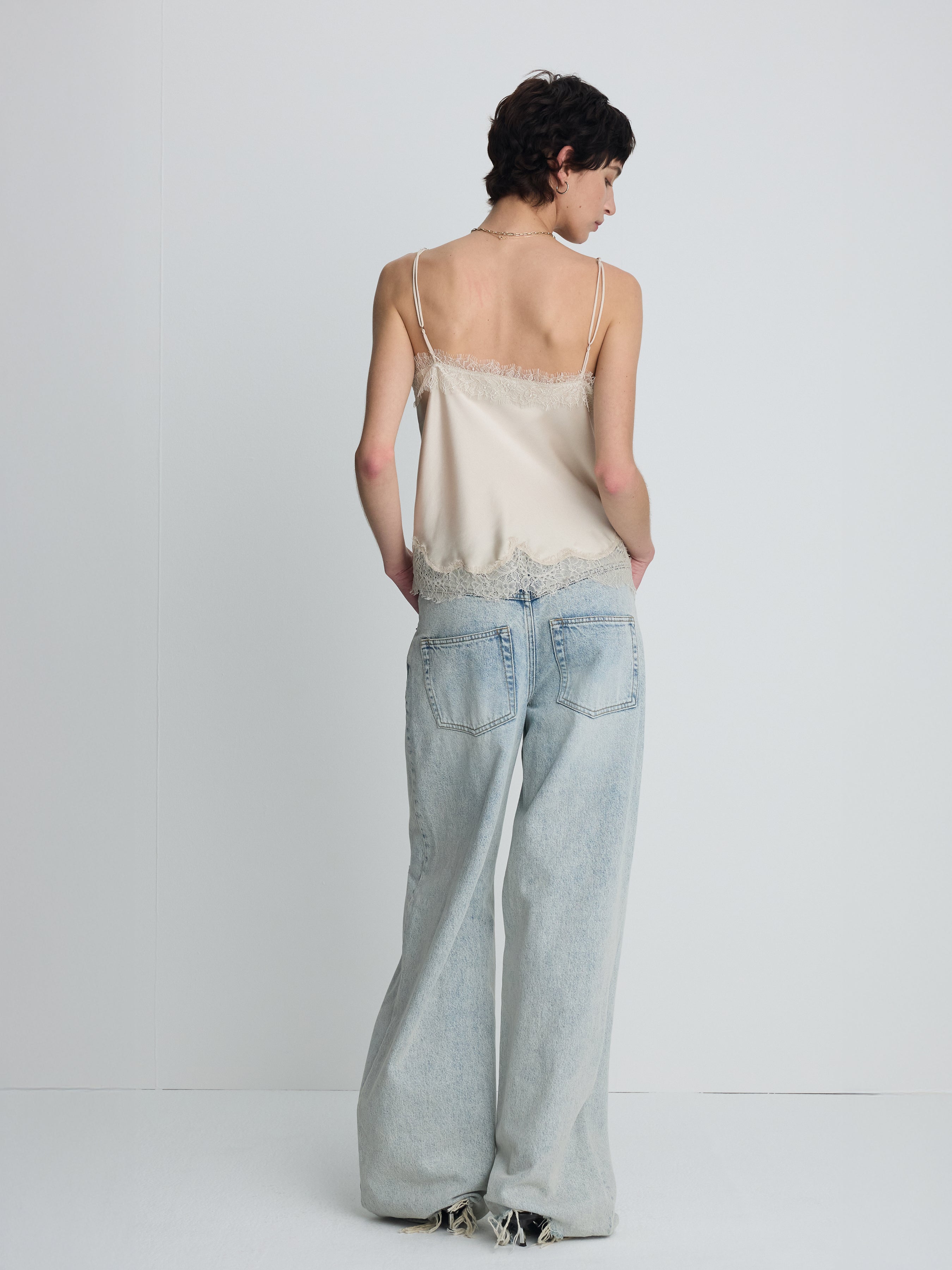 (W) SATIN LACE CAMISOLE_ BEIGE