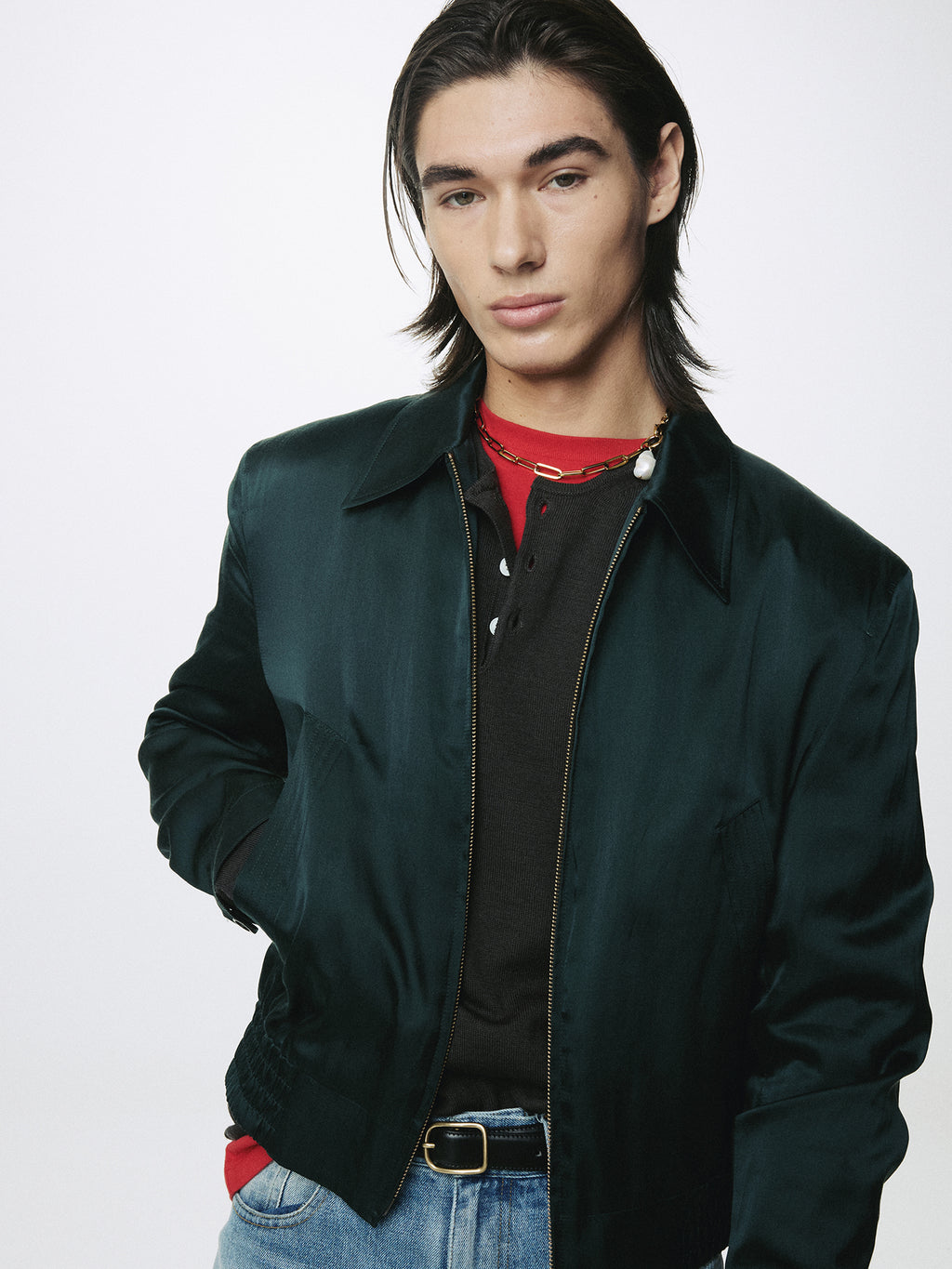 SILK COTTON SWING JACKET_ DARK GREEN
