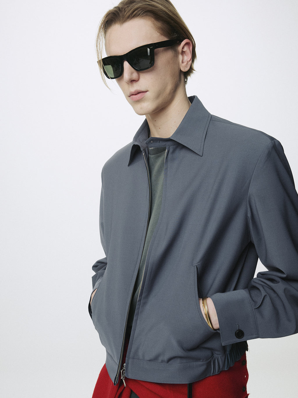 TROPICAL WOOL BLOUSON JACKET_ SLATE GREY
