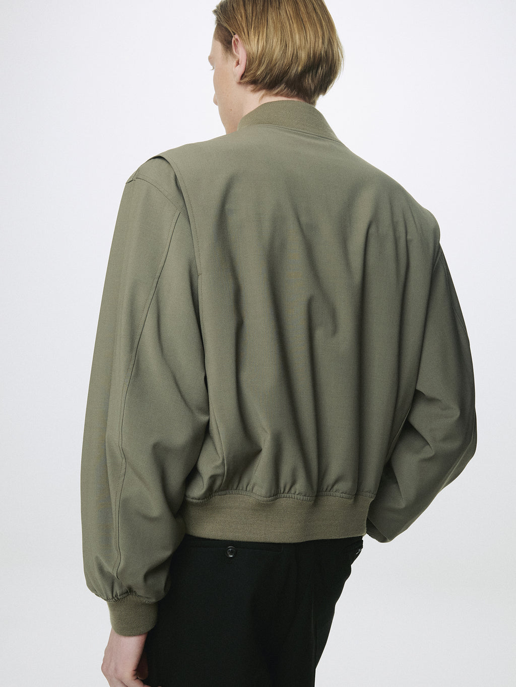 LIGHT WOOL WEB JACKET_ OLIVE