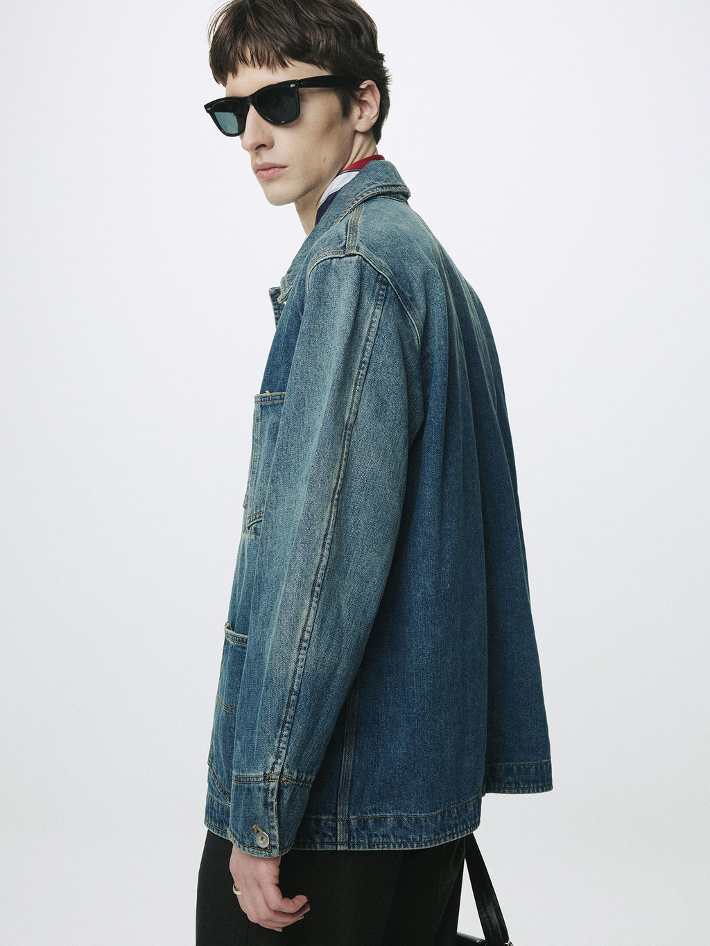 GARMENT WASHED DENIM CHORE JACKET_ WASHED BLUE