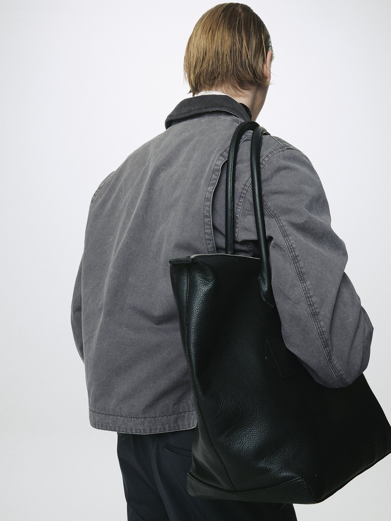 GARMENT WASHED ZIP WORK JACKET_ FADED INK