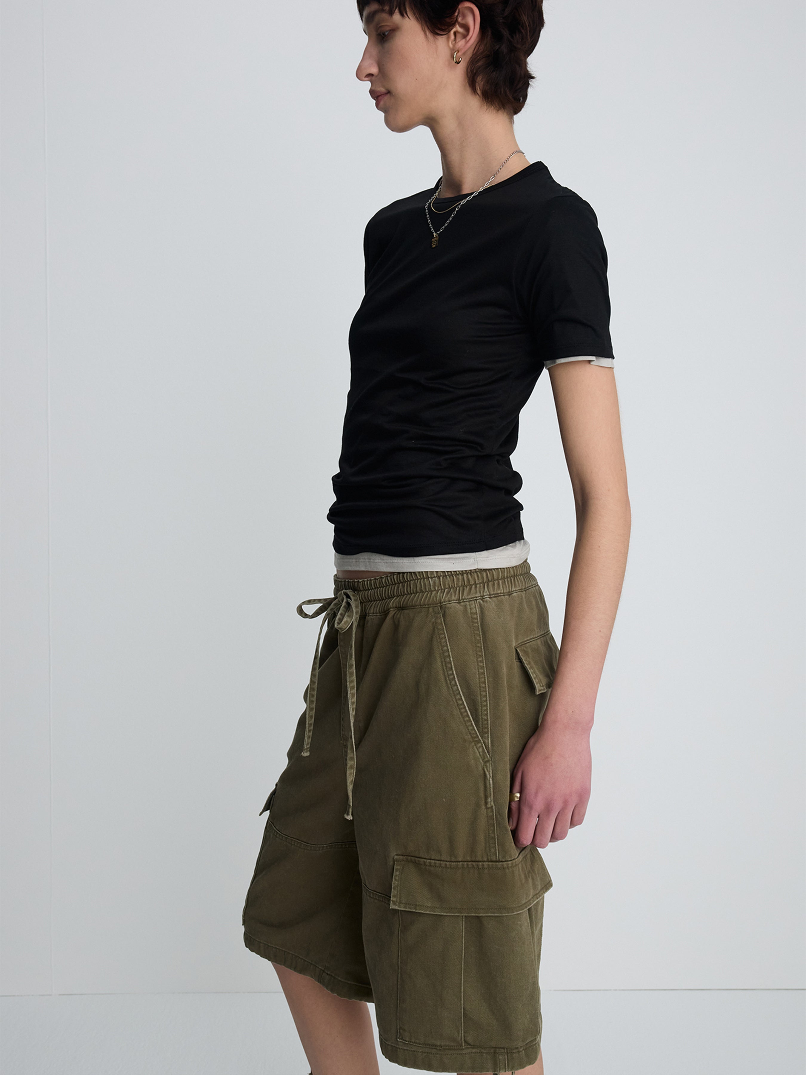(W) TENCEL SHORT SLEEVE T-SHIRT_ BLACK