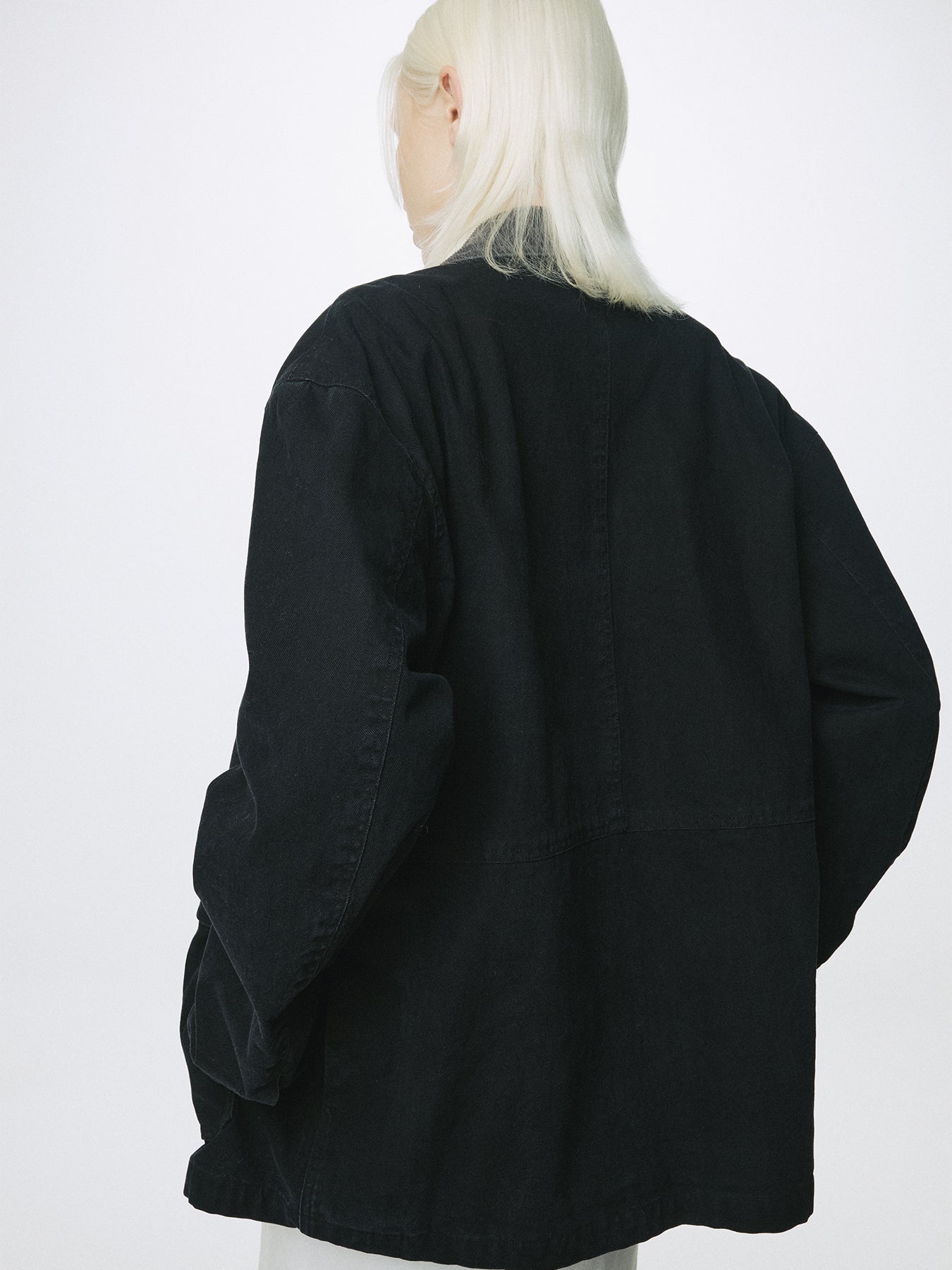 (W) GARMENT WASHED BARN JACKET_ FADED BLACK
