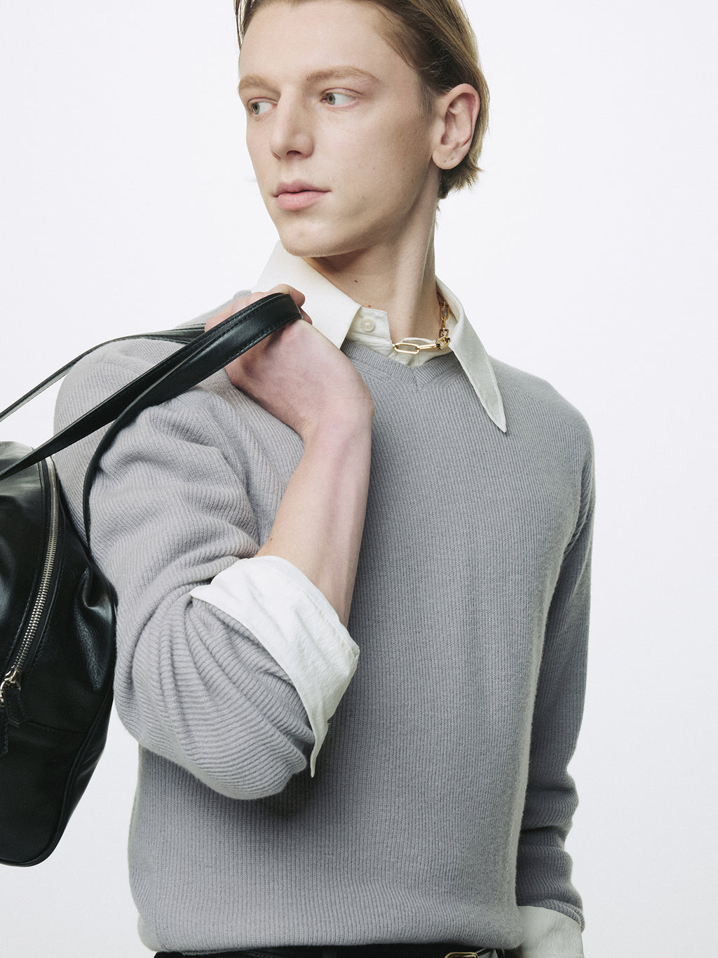 SOFT LEATHER SQUARE VALISE BAG_ BLACK
