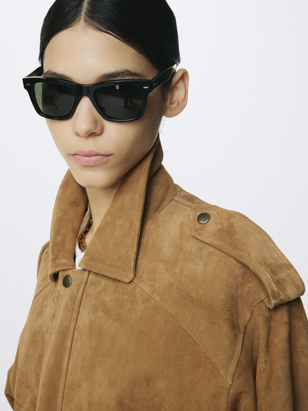 (W) GOAT SUEDE BOMBER JACKET_ CAMEL