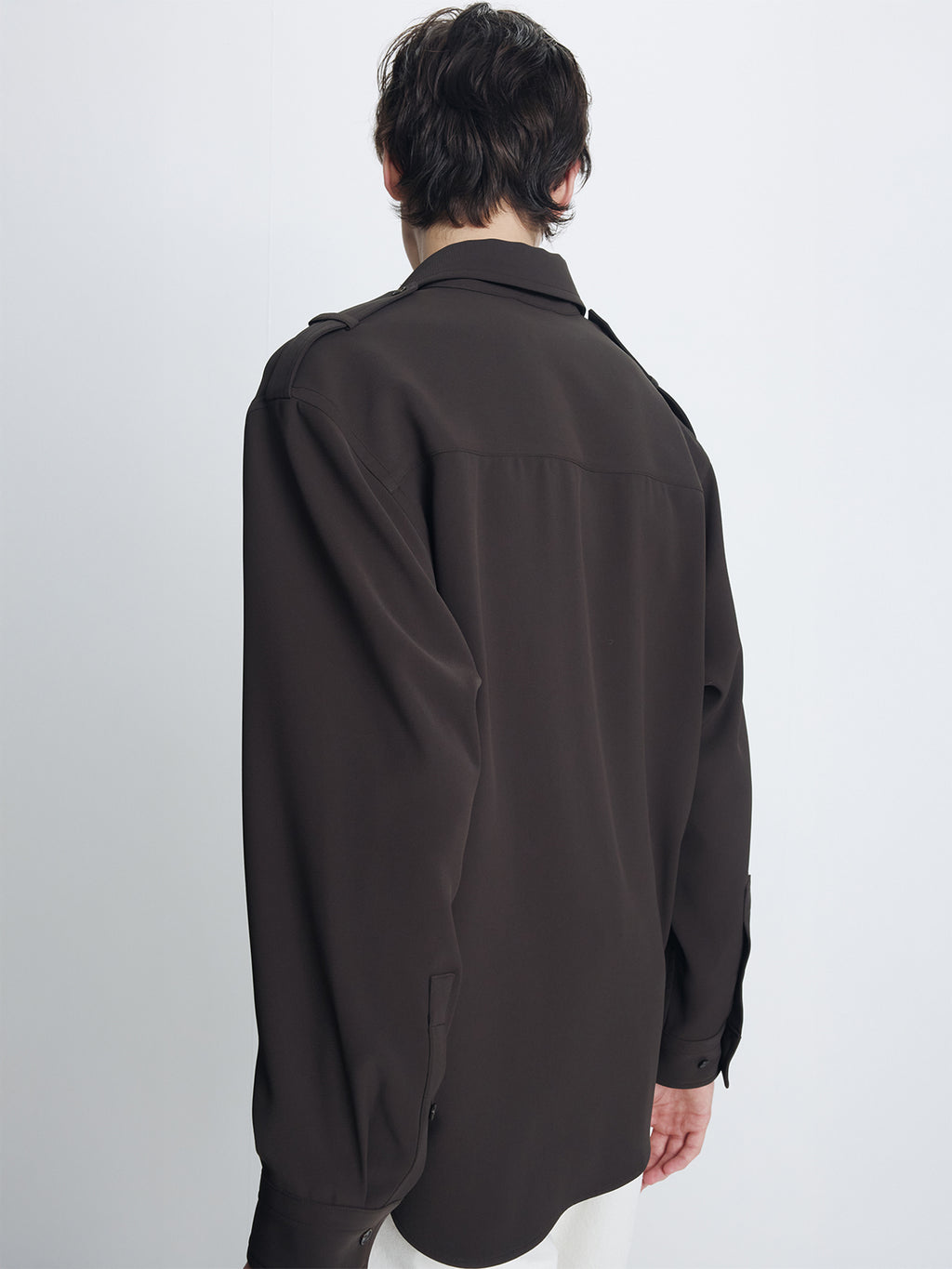 DRAPED UTILITY SHIRT_ BROWN