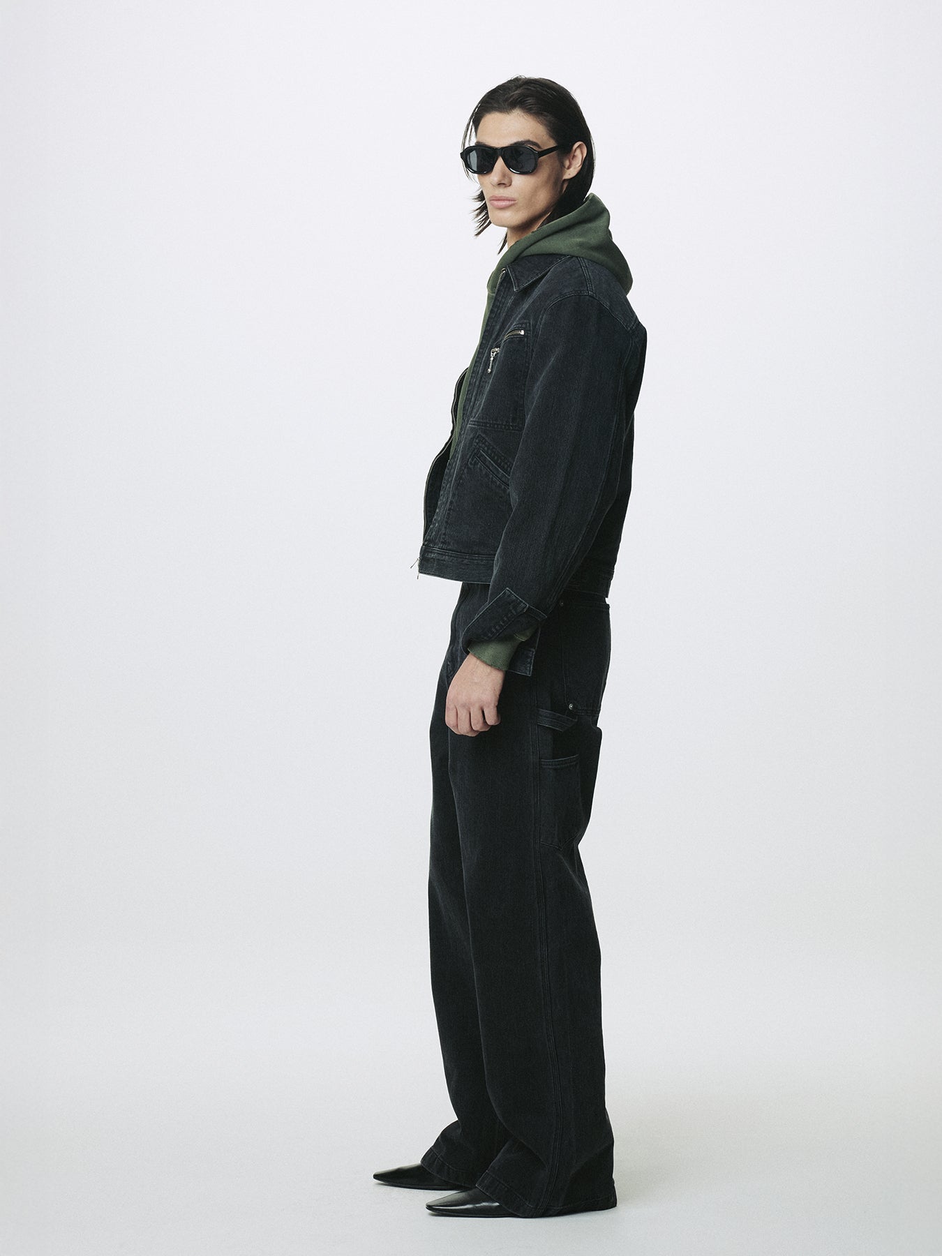 CORD TWILL DENIM WORK PANTS_ FADED BLACK