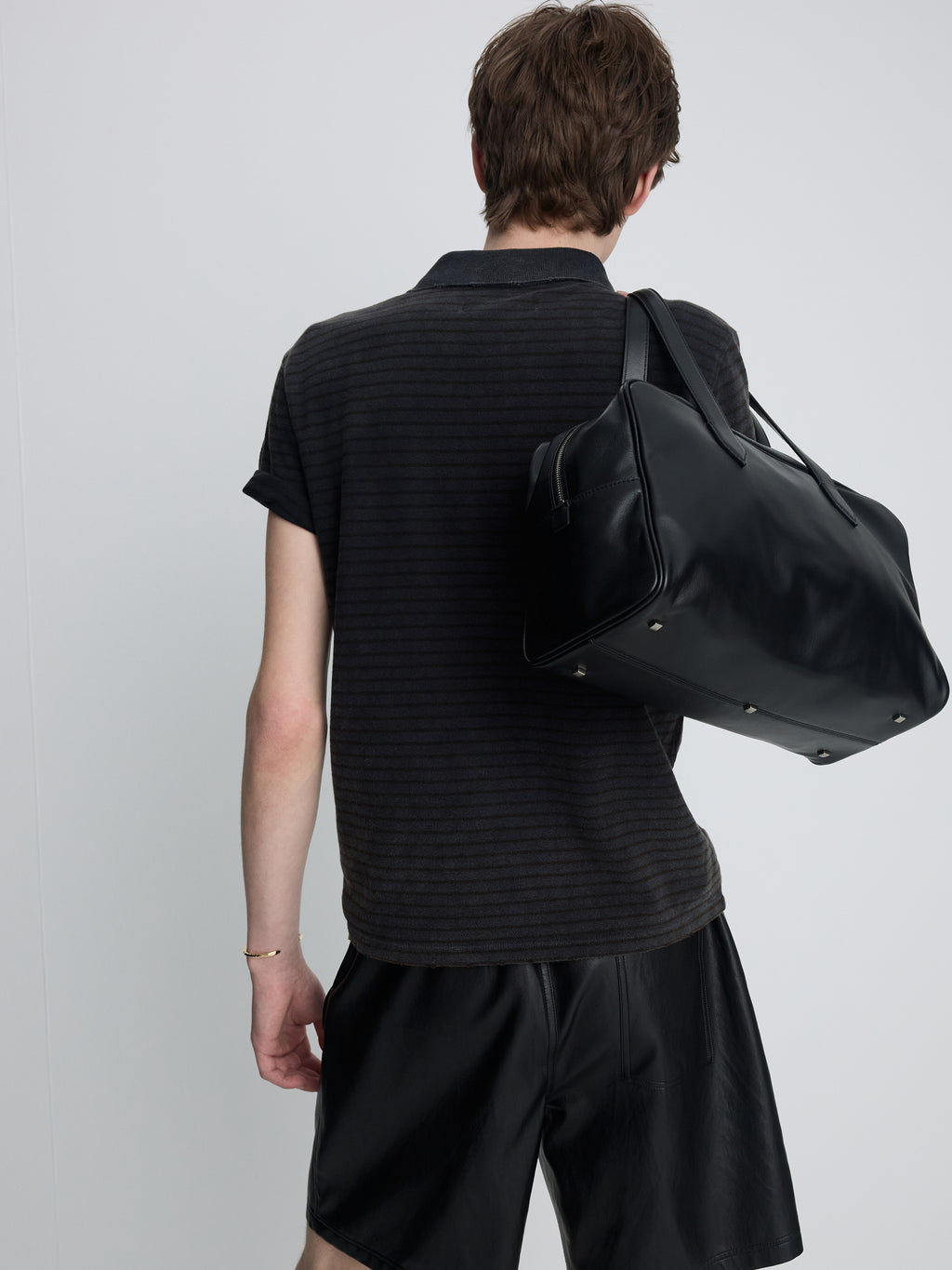 GARMENT DYED STRIPE PIQUÉ POLO_ FADED BLACK