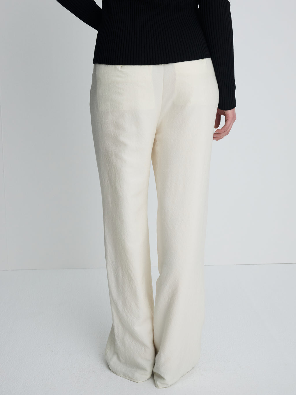 (W) SILK TWILL LOUNGE PANTS_ IVORY