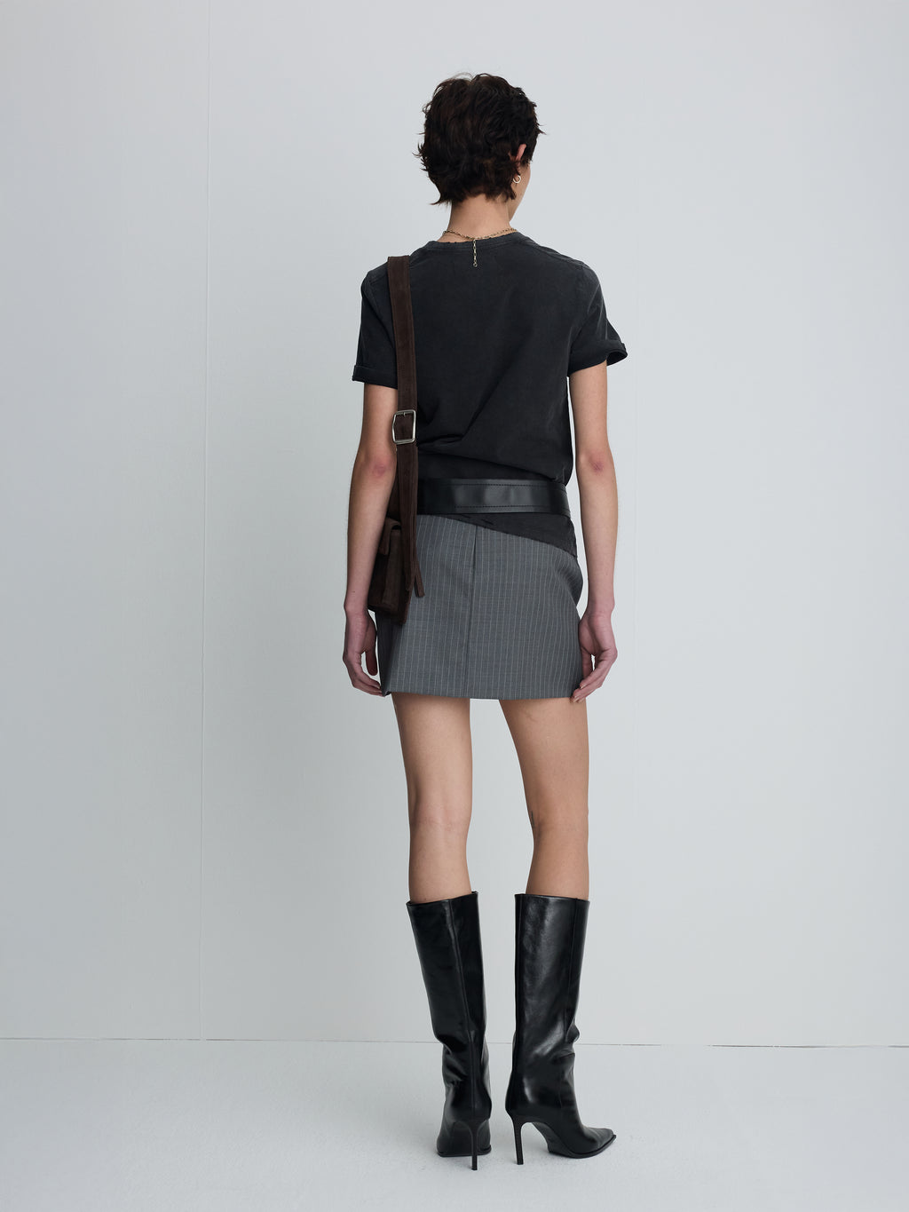 (W) WOOL PIN STRIPED MINI SKIRT_ GREY PINSTRIPE