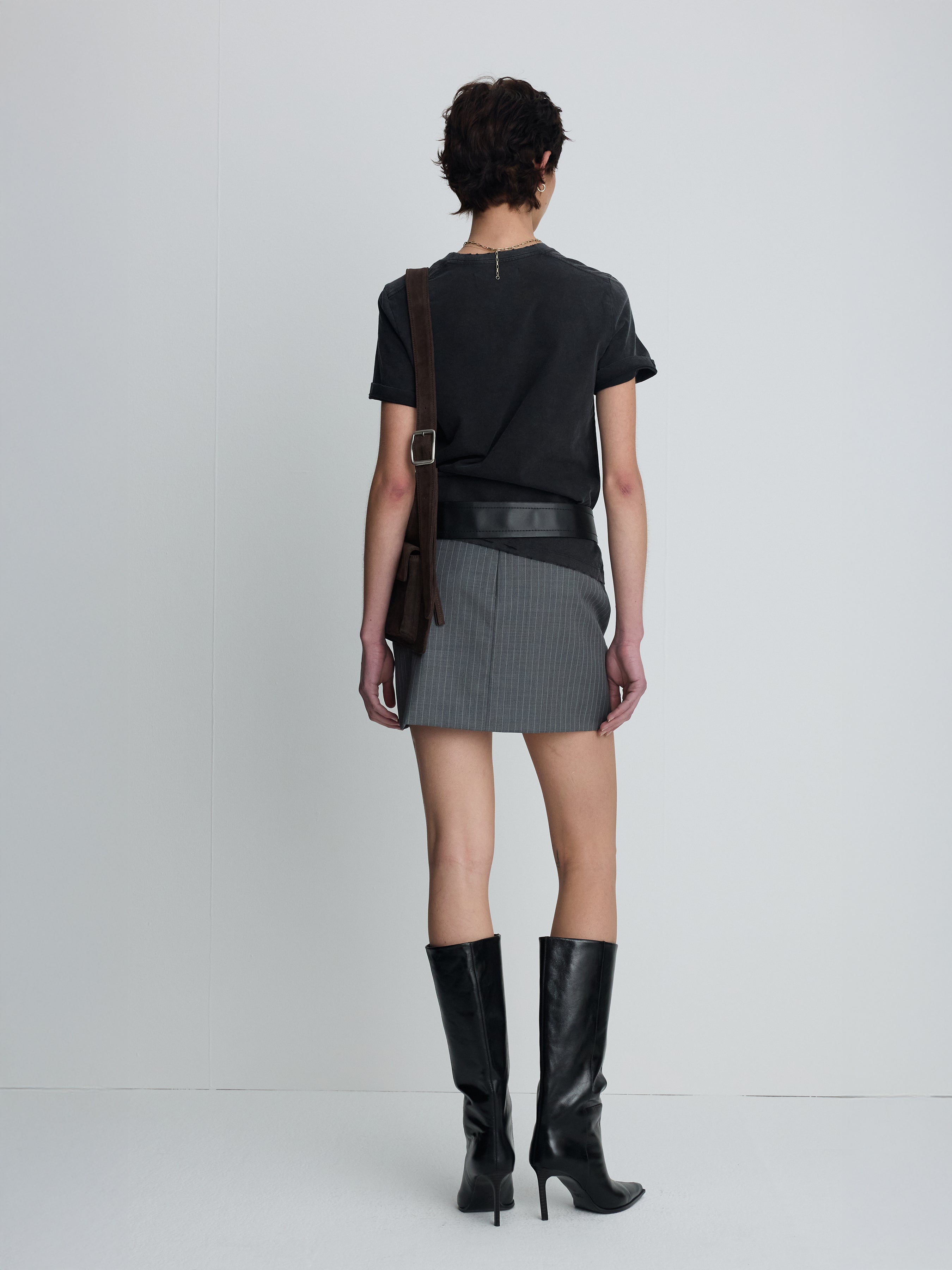 (W) WOOL PIN STRIPED MINI SKIRT_ GREY PINSTRIPE