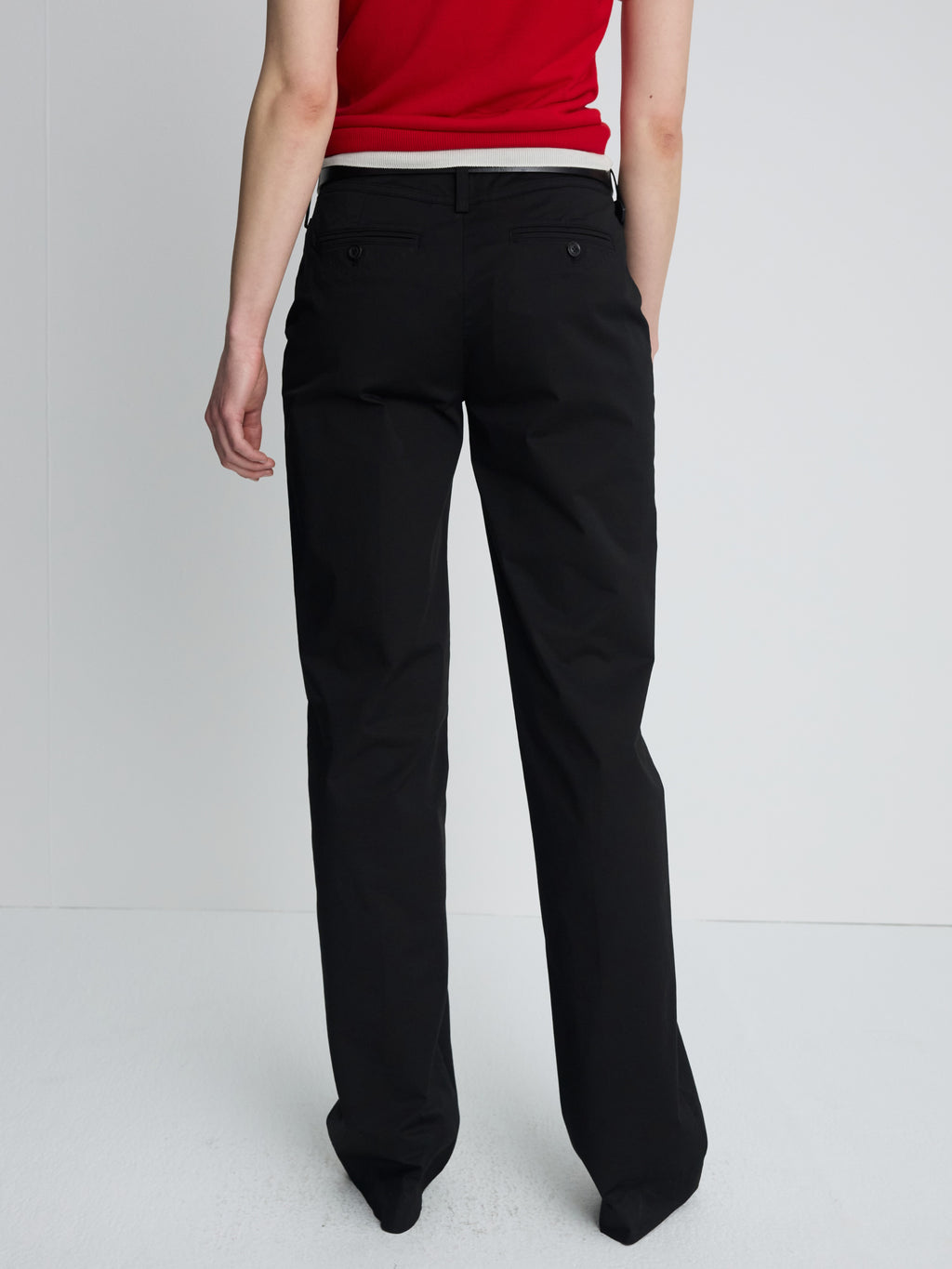 (W) COTTON STRAIGHT TROUSERS_ BLACK
