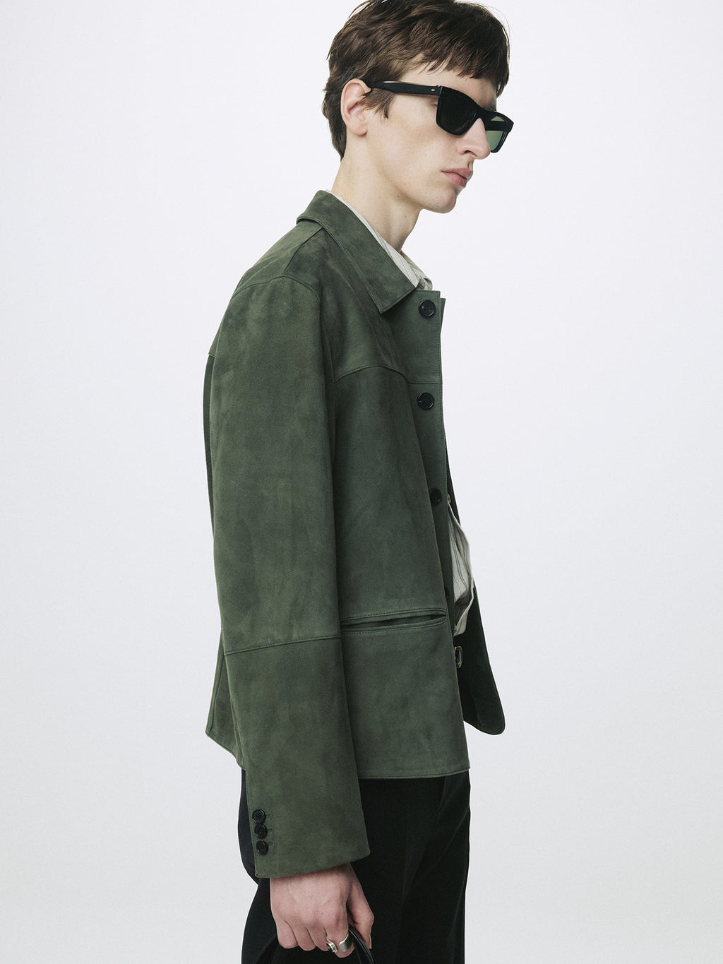 GOAT SUEDE CHORE JACKET_ FADED GREEN
