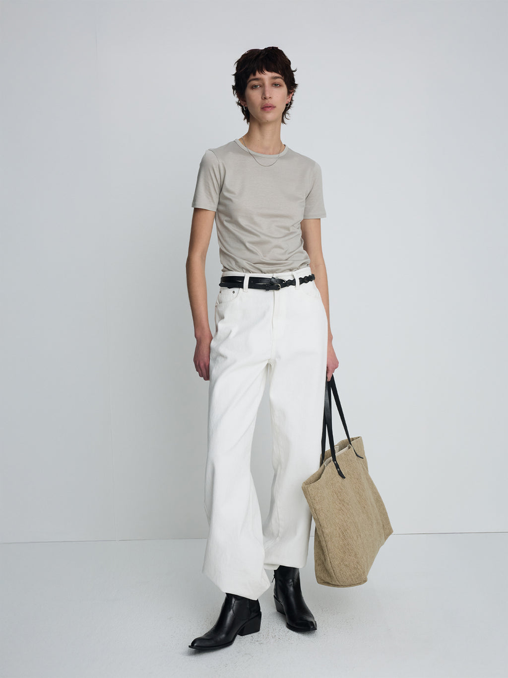 (W) TENCEL SHORT SLEEVE T-SHIRT_ LIGHT GREY