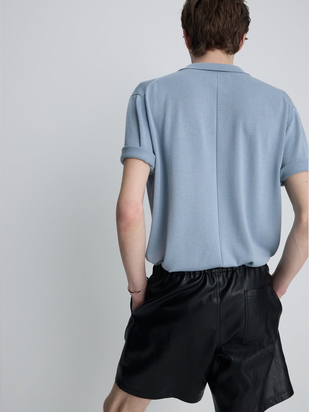 SILK CASHMERE OPEN COLLAR KNIT_ SKY BLUE