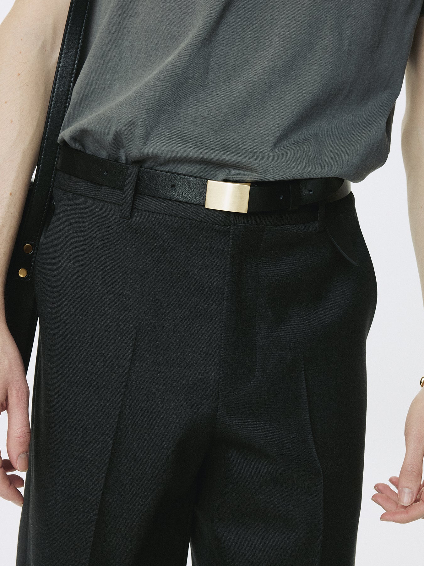 WOOL CUFFED TROUSERS_ CHARCOAL