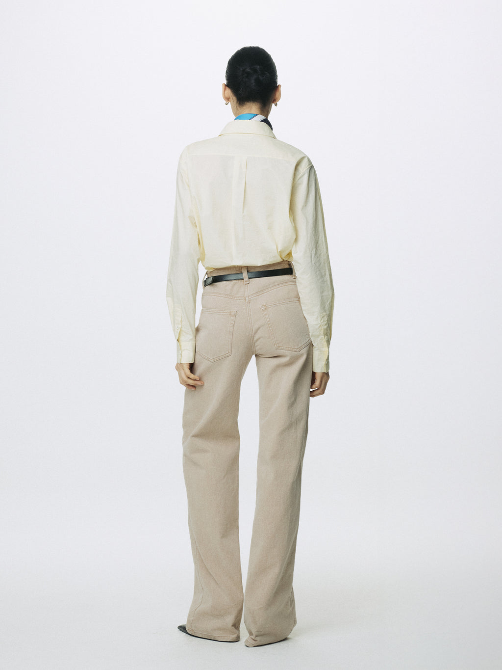 (W) WASHED COTTON STRAIGHT PANTS_ WASHED BEIGE