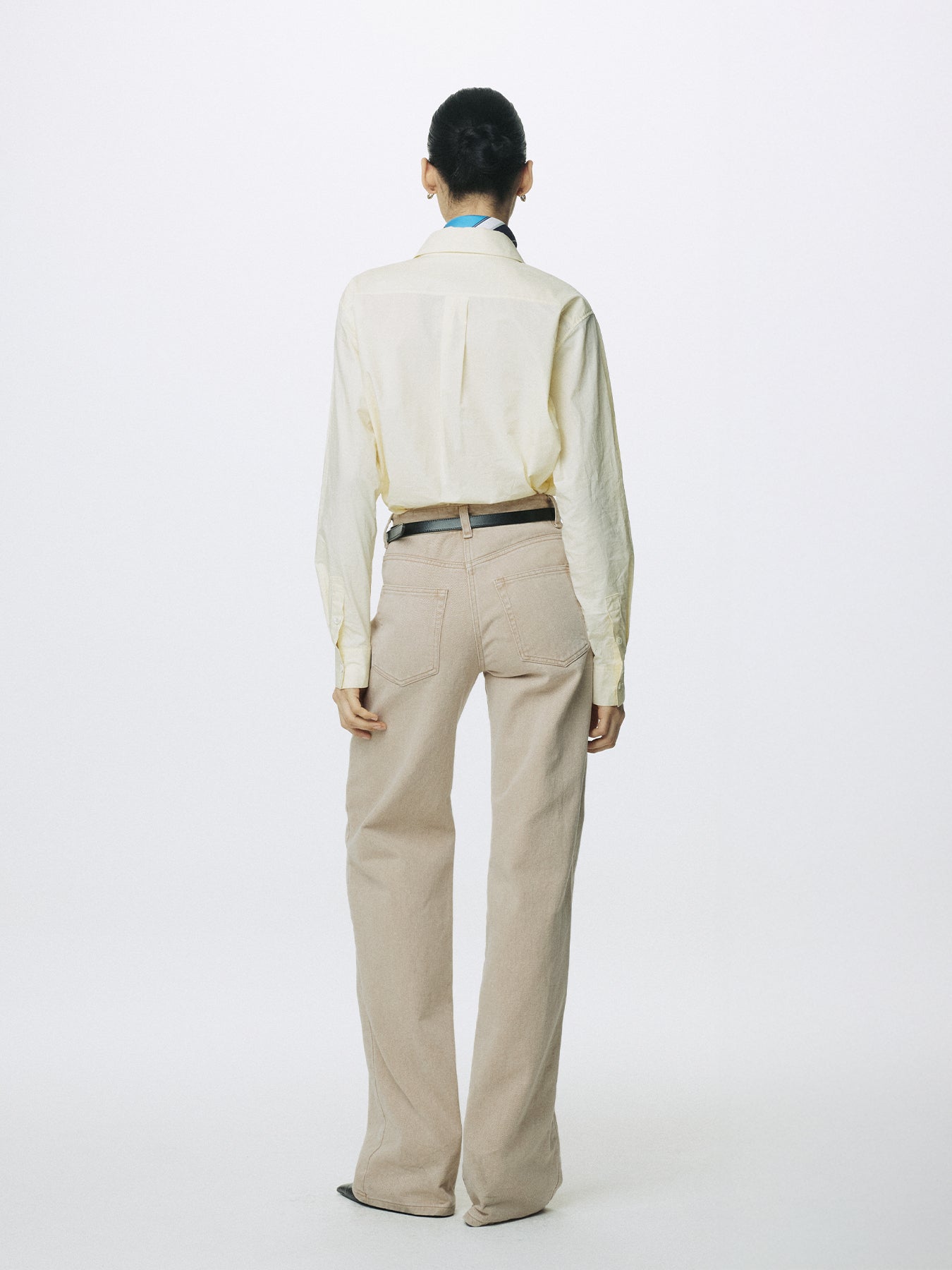 (W) WASHED COTTON STRAIGHT PANTS_ WASHED BEIGE