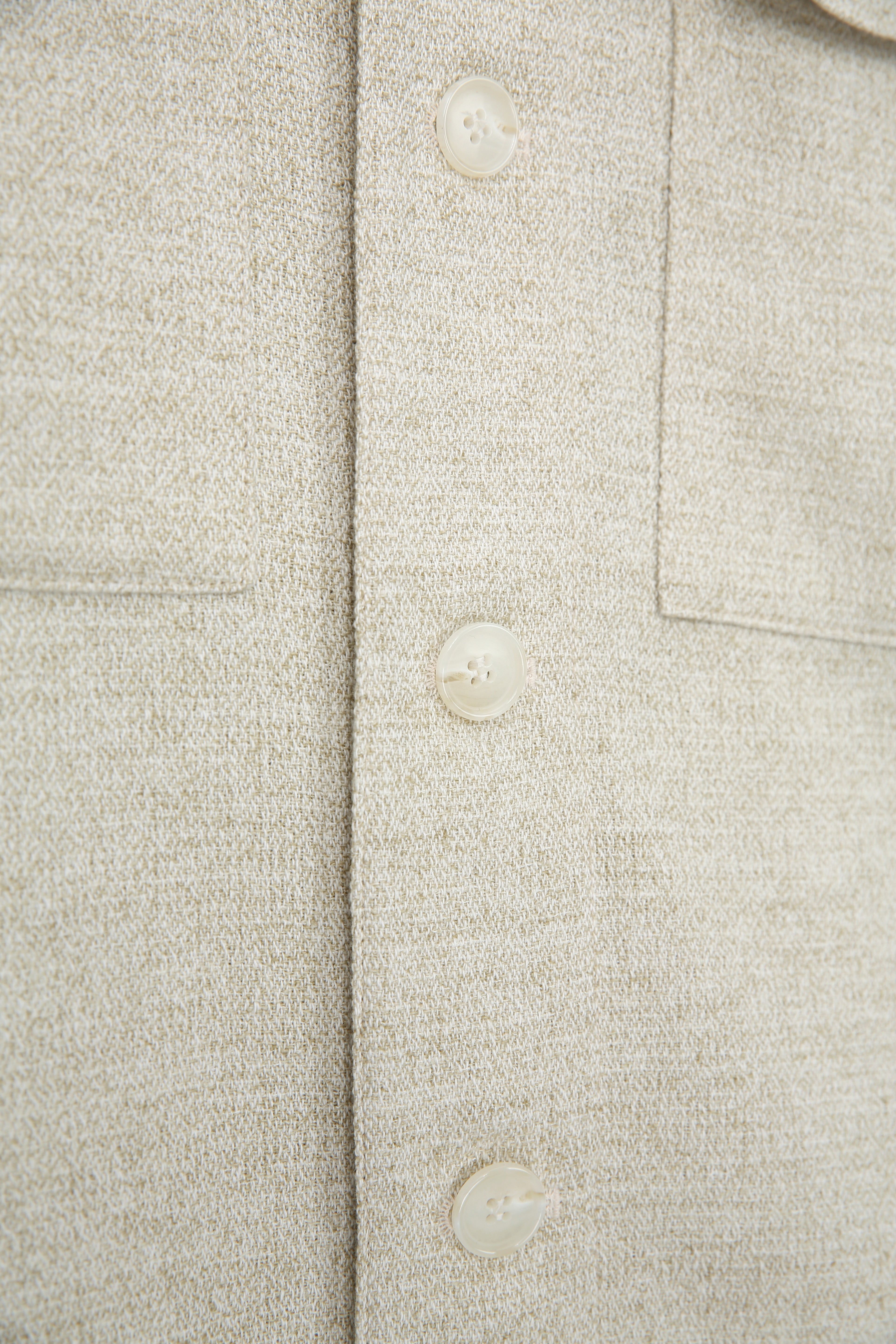 Wool and Lyocell Natural Tweed Shirt Jacket_ Sage Beige