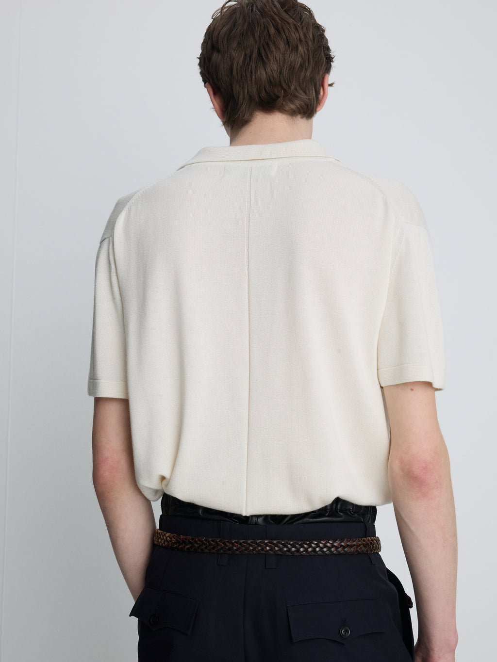 SILK CASHMERE OPEN COLLAR KNIT_ ECRU
