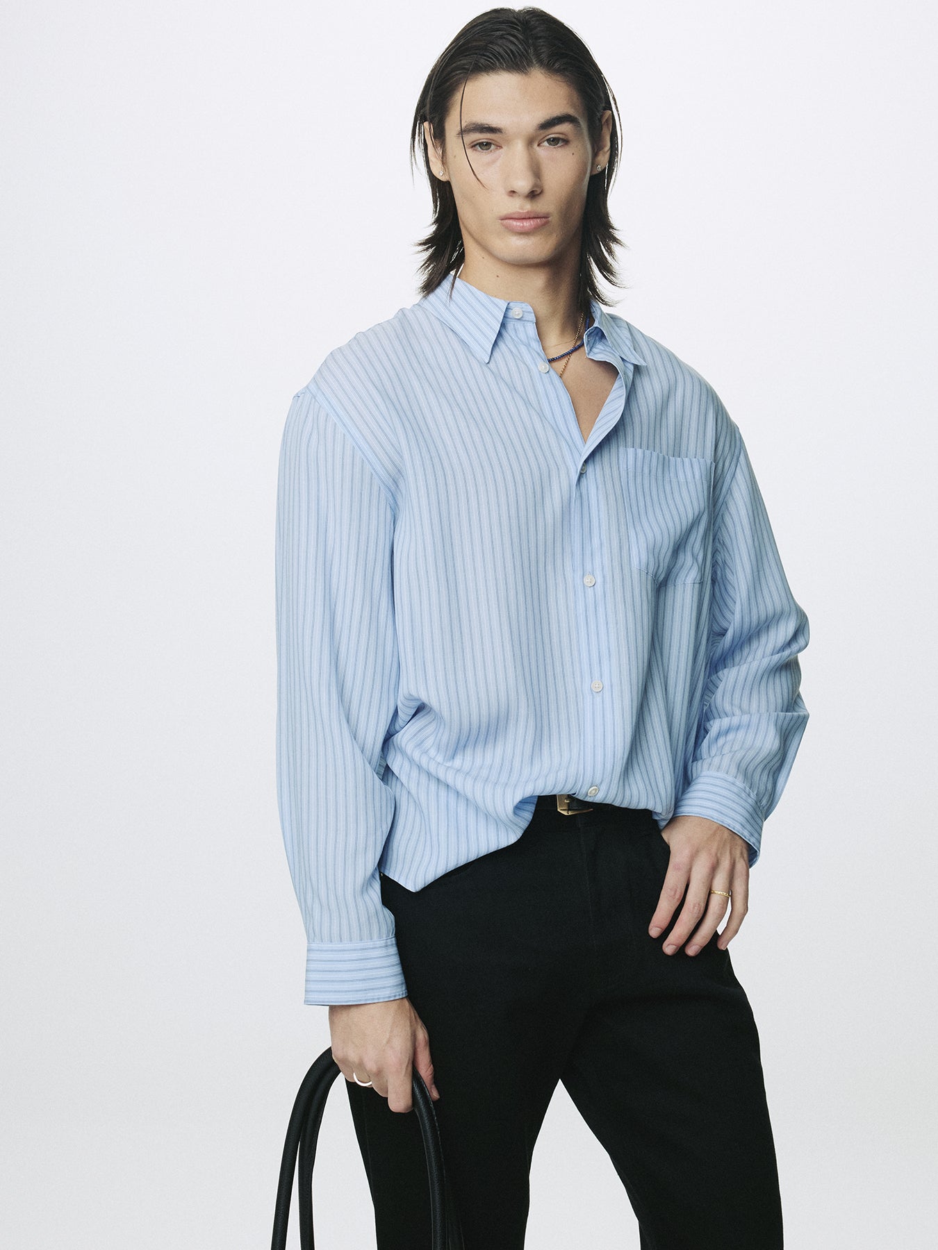 STRIPED LYOCELL SHIRT (JAPANESE FABRIC)_ SKYBLUE STRIPE
