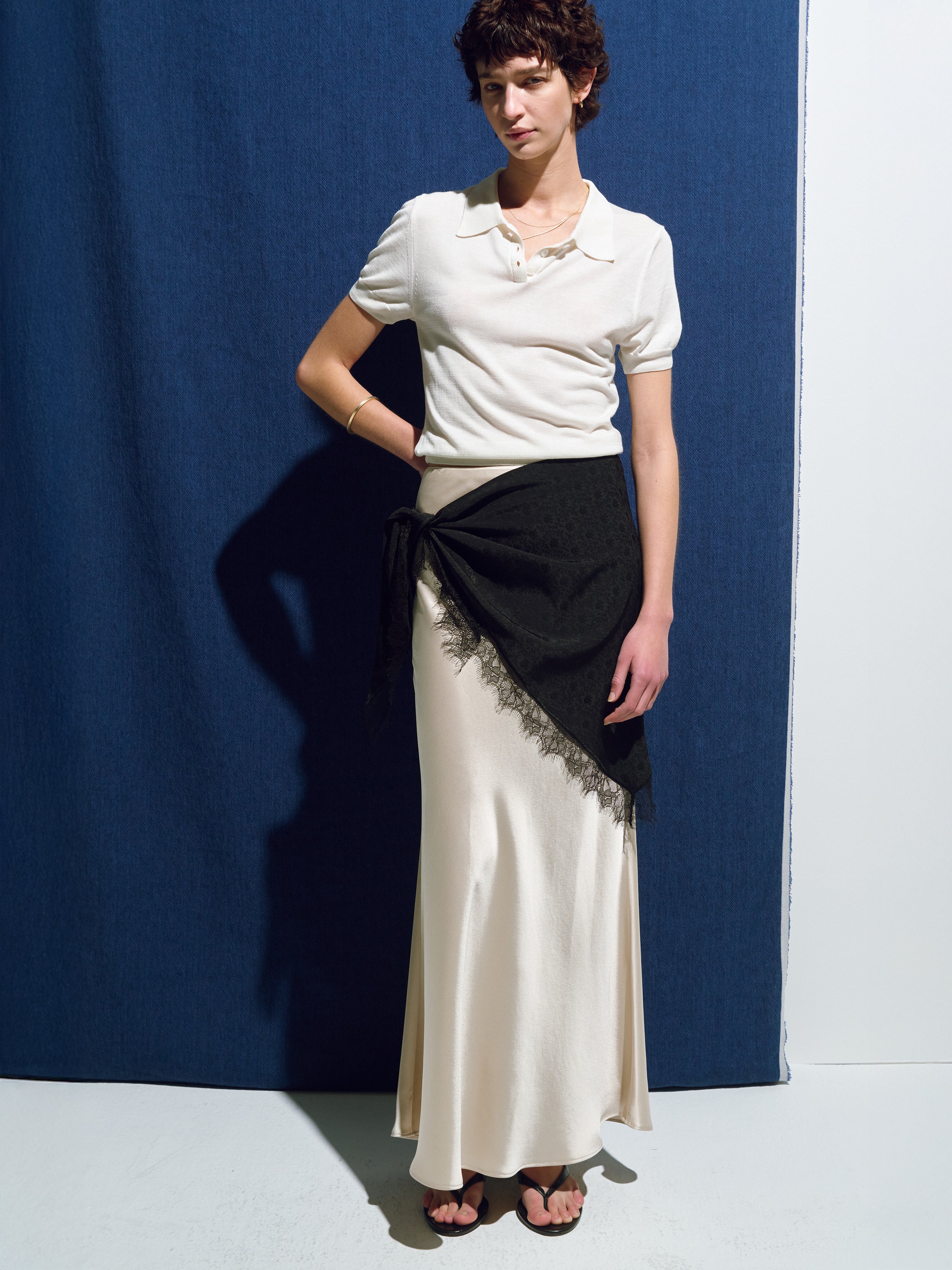 (W) SILK COTTON POLO SHIRT_ OFF WHITE