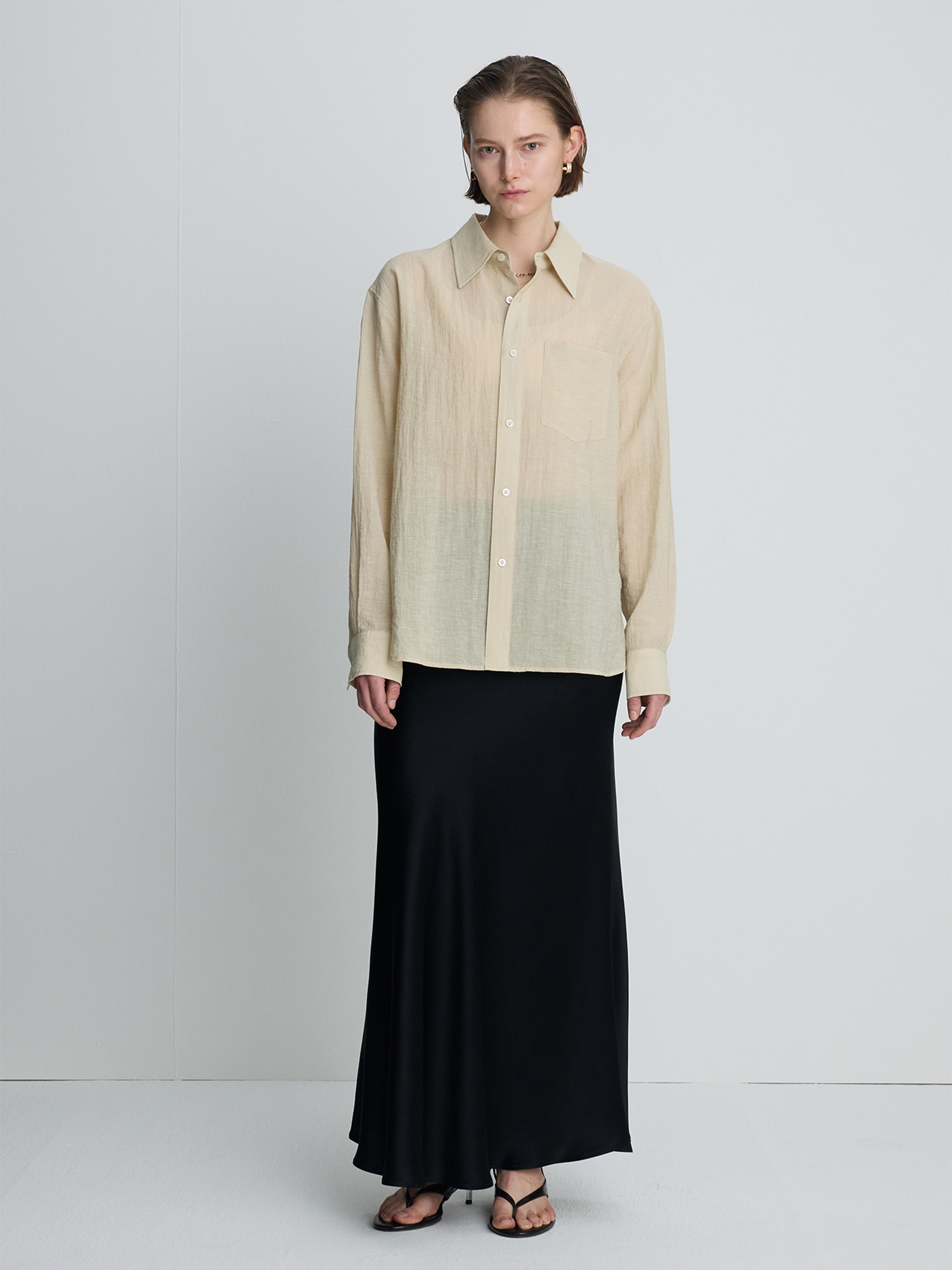 (W) LINEN RELAXED FIT SHIRT_ BEIGE
