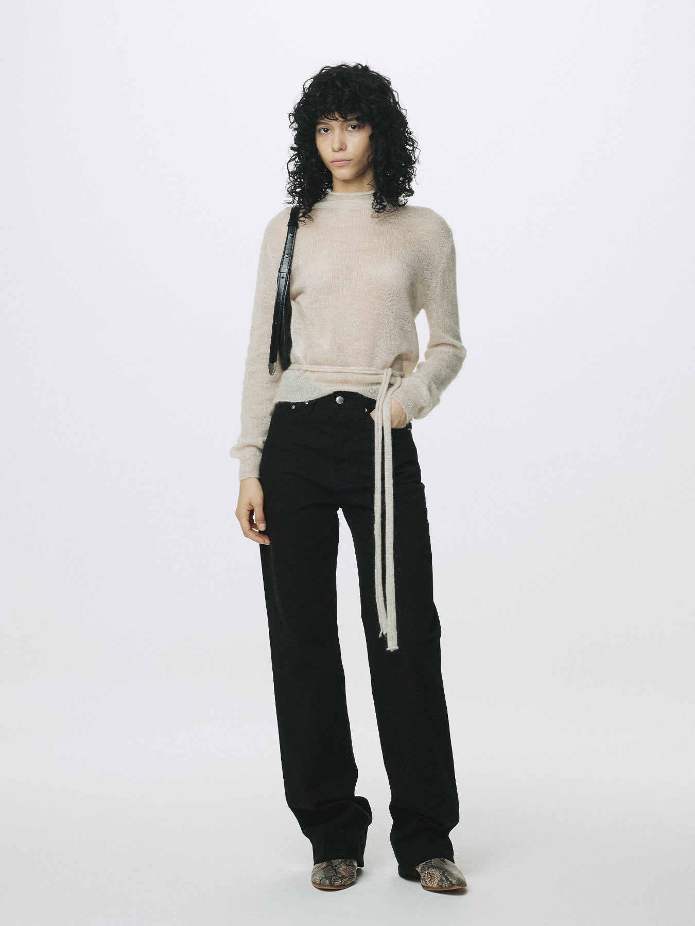 (W) MOHAIR HALF-NECK CARDIGAN_ ECRU