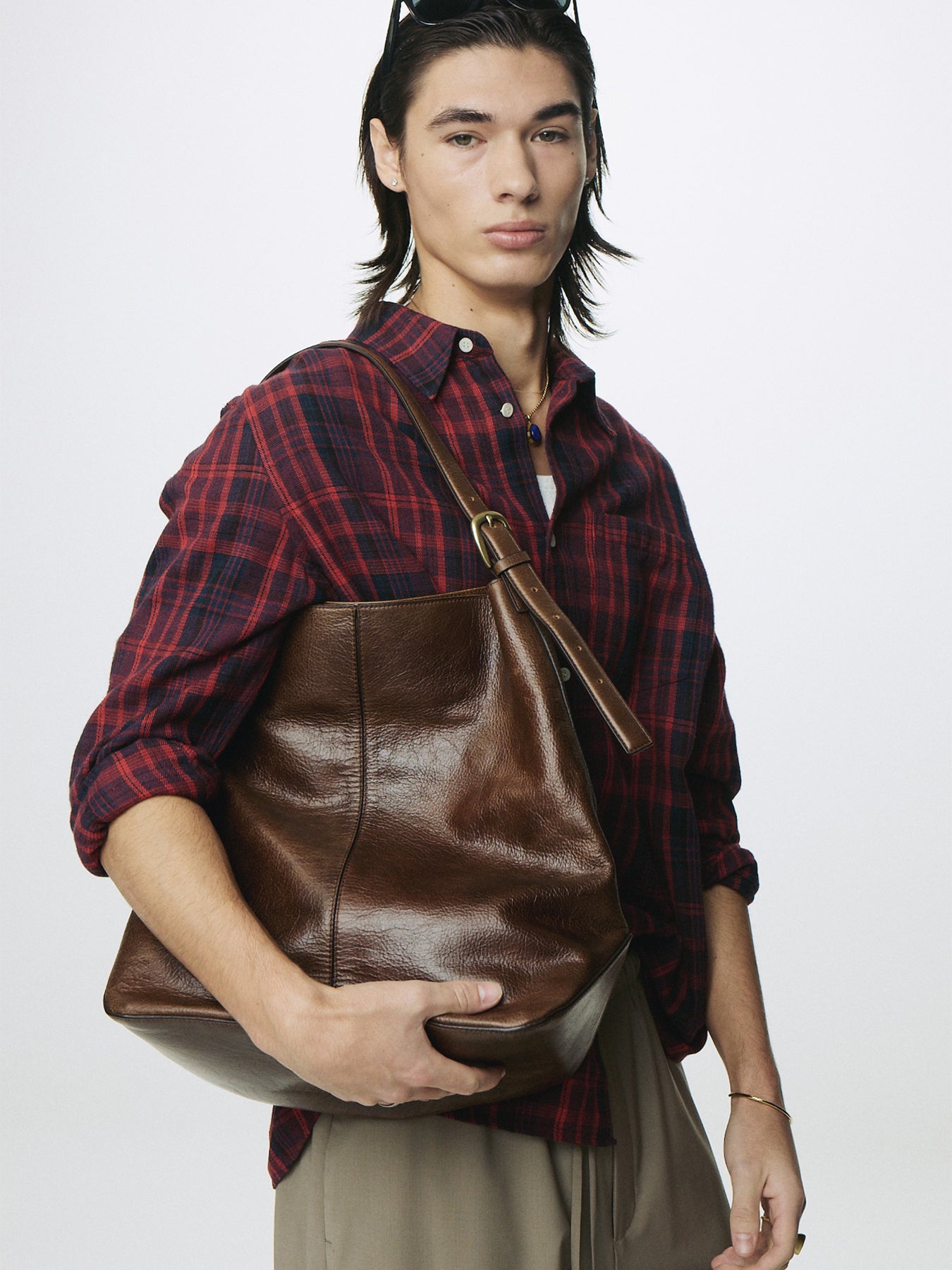 OIL PULL UP LEATHER TOTE BAG_ ANTIQUE BROWN