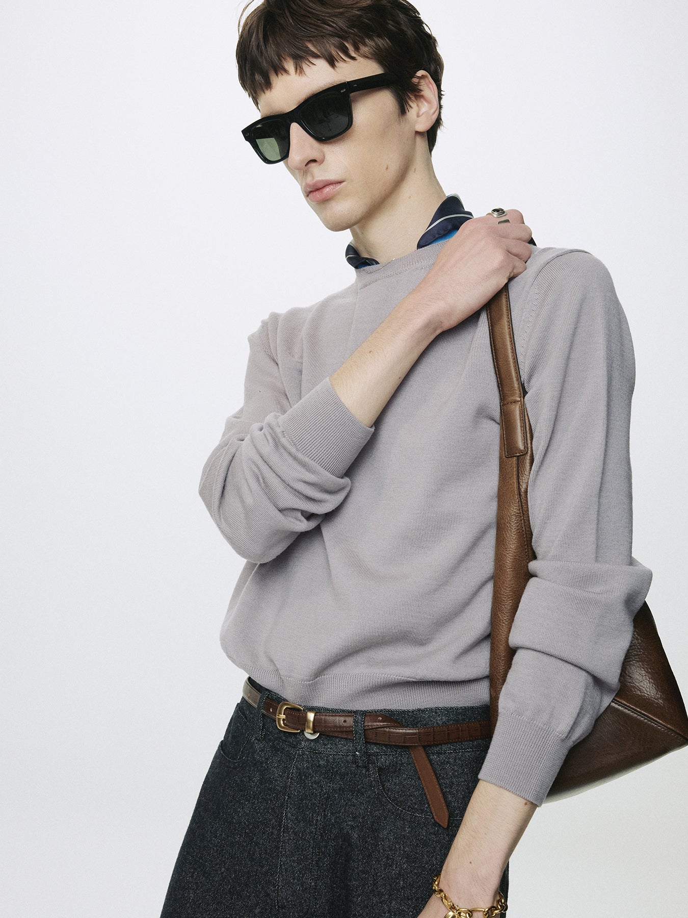 SPRING WOOL CREW NECK KNIT_ PALE GREY