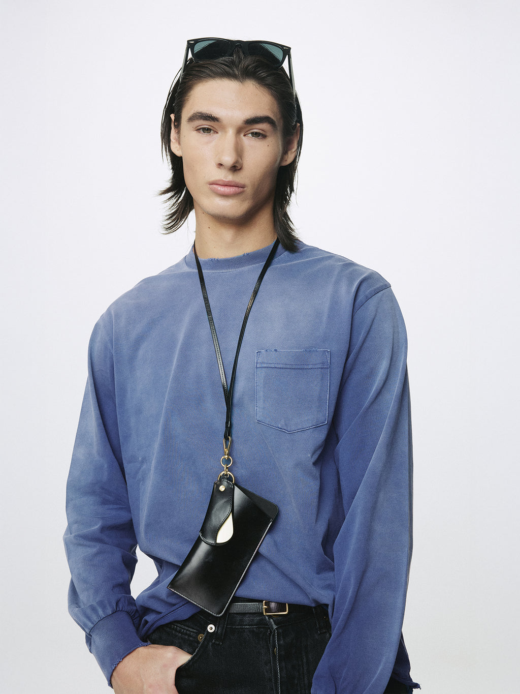 GARMENT DYED LONG SLEEVE CREW_ FADED PURPLE BLUE